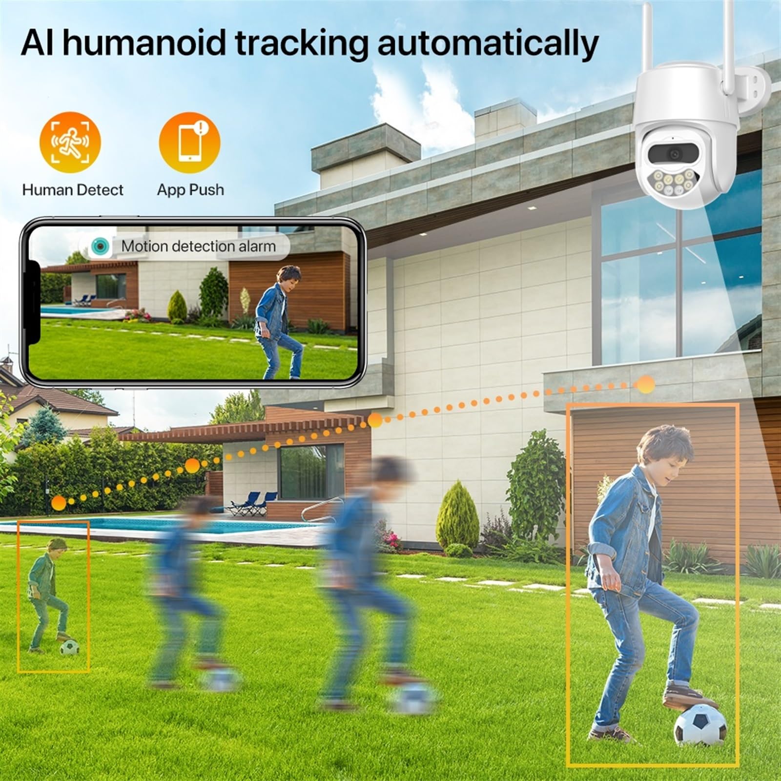 Kamera bezpieczeństwa, Kamera IP 8MP 4K PTZ Zewnętrzna 8-krotny automatyczny zoom Wi-Fi CCTV AI Human Detect Nadzór wideo(8MP With 32GB)