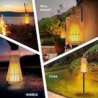 blonbar Kültéri Bluetooth Hangszóró Lángfény Effekttel - IP65 Vízálló LED Lámpa, 24 Órás Üzemidő, TWS Sztereó Hangzás, Kerti Fáklya (2 db) 5