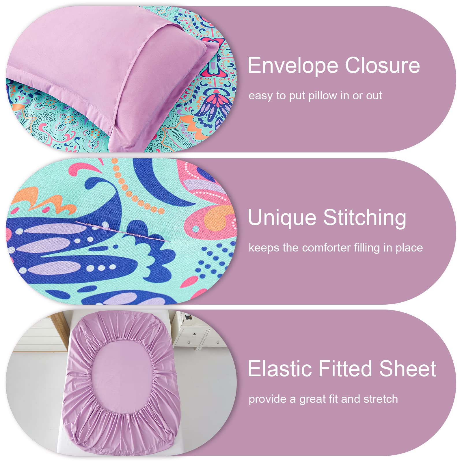 Set Biancheria Da Letto King Size 7 Pezzi Boho | Trapuntato Morbido In Microfibra | Motivo Geometrico Grigio | Leggero Per Tutte Le Stagioni