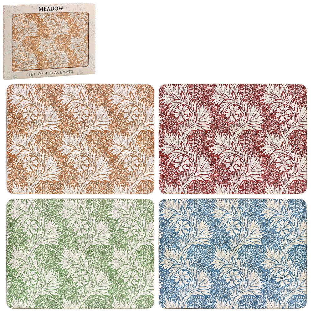 The Leonardo Collection Meadow Placemats Set of 4 William Morris Table Mats For Home & Kitchen | Easy Clean & Washable Place Mats For Table | Stylish Decorations & Daily Use
