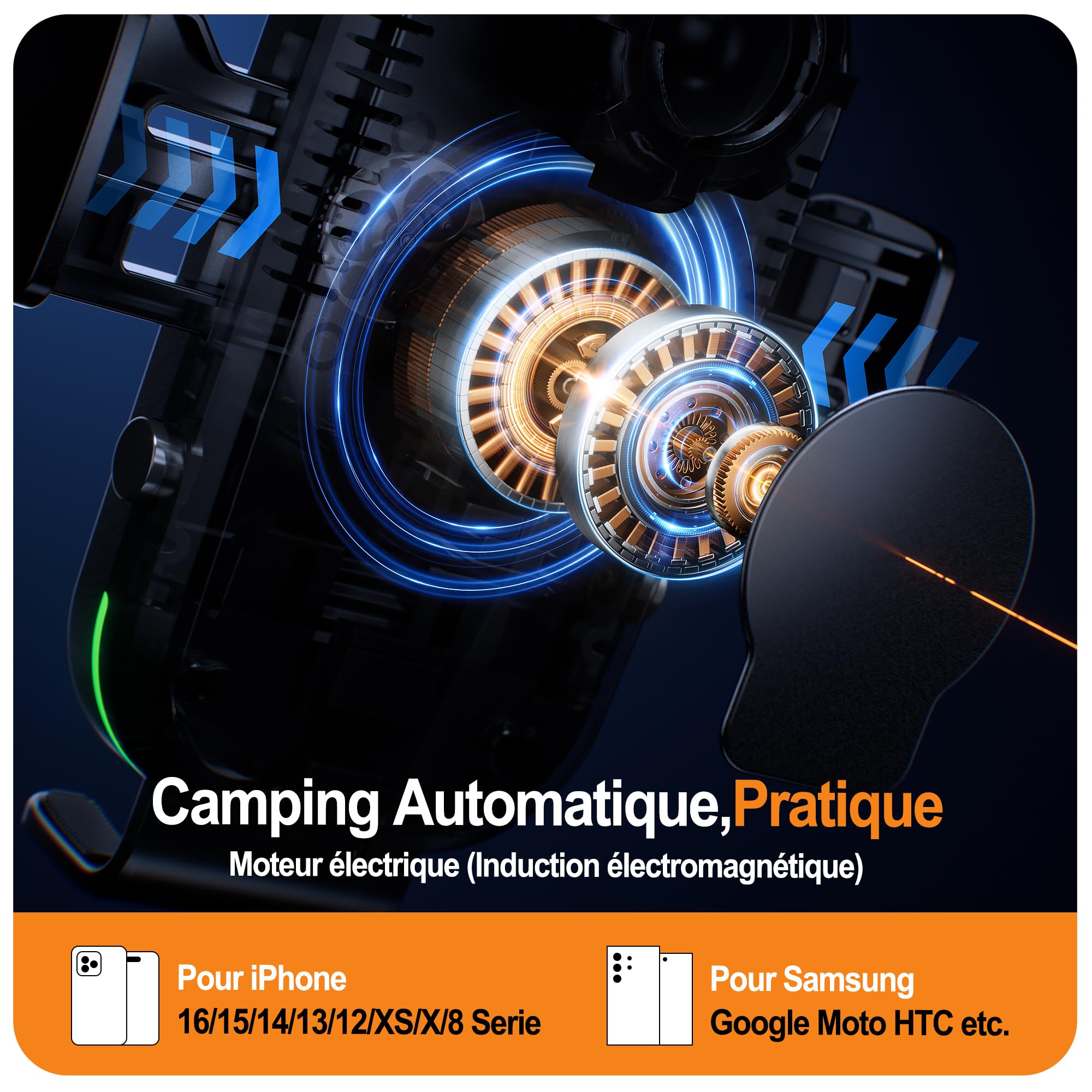 Auckly 15W Qi Chargeur Induction Voiture,Chargeur sans Fil Voiture Rapide Automatic Clamping Porte Clip De Sortie d'air Support Téléphone Voiture pour iPhone Samsung Huawei LG Tous Les Appareils Qi