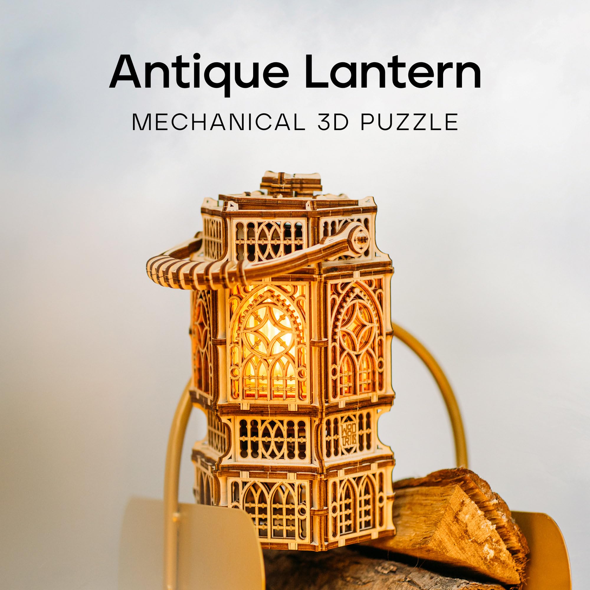 Wood Trick Antique Lantern Luminous 3D Rompecabezas de Madera para Adultos para armar - Iluminación de 2 Modos - Proyecto de Bricolaje de ingeniería, Modelos de Rompecabezas mecánicos 3D para Adultos