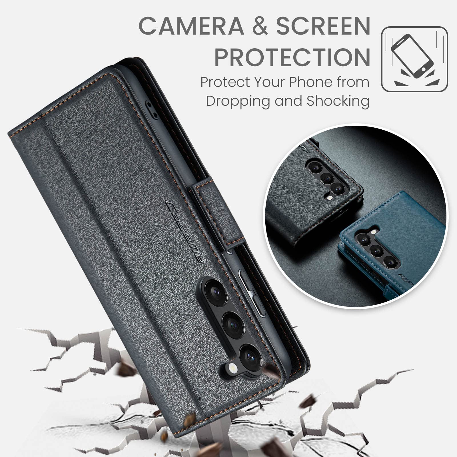 Case for Samsung Galaxy S23 Wallet Case, RFID Blocking PU Leather Flip Folio Cover Card Holder Kickstand Shockproof Phone Case Compatible with Samsung Galaxy S23, Black — view 6