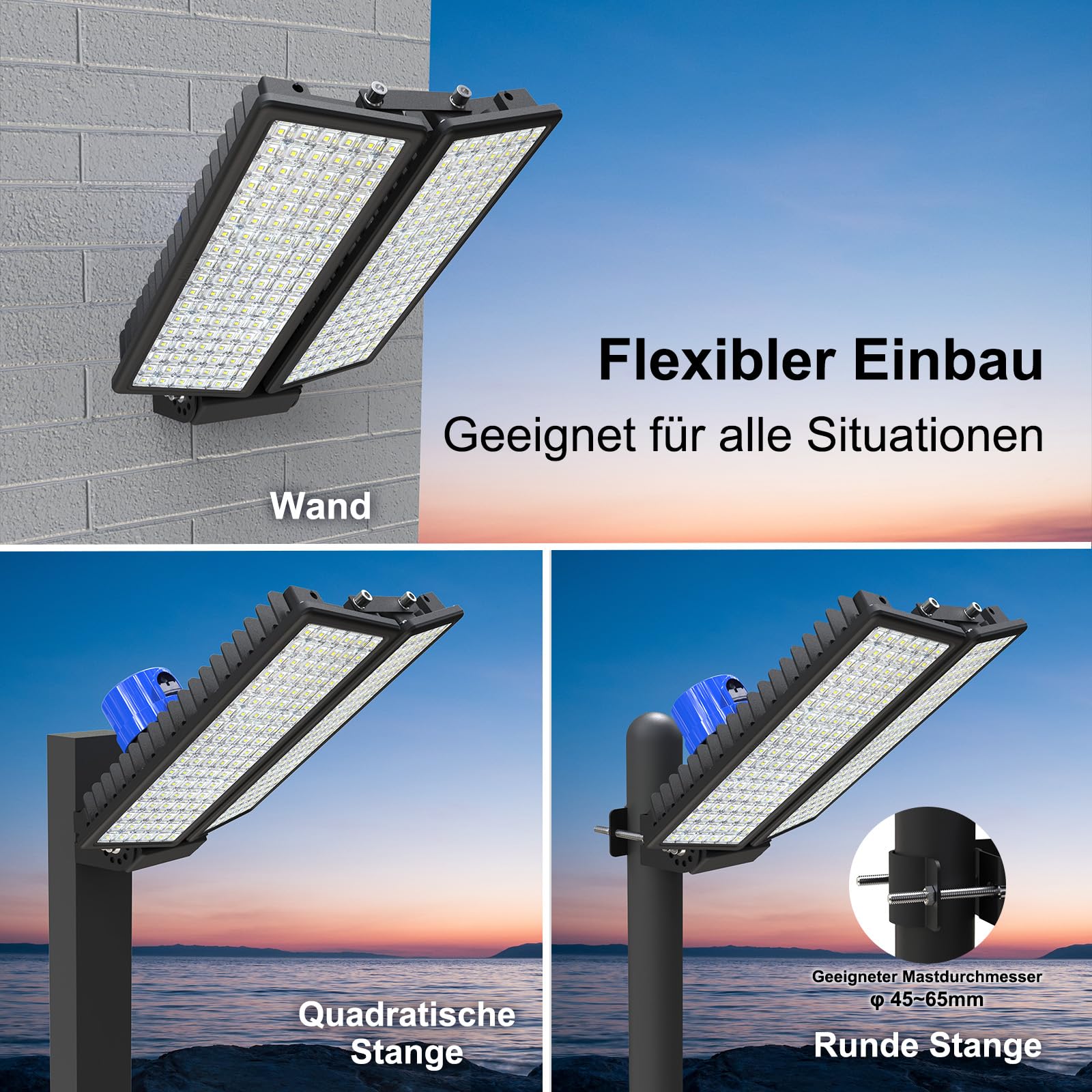 200W LED Strahler Außen mit Dämmerungssensoren, 28000LM Dämmerung bis Morgengrauen Flutlicht, 6500K Kaltweiß LED Straßenlampe, IP67 Wasserdicht Fluter Außenleuchte für Hof, Garten