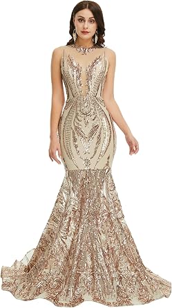Prom Dresses Sequin Sleeveless Celebrity Gala Mermaid Formal Evening Dress