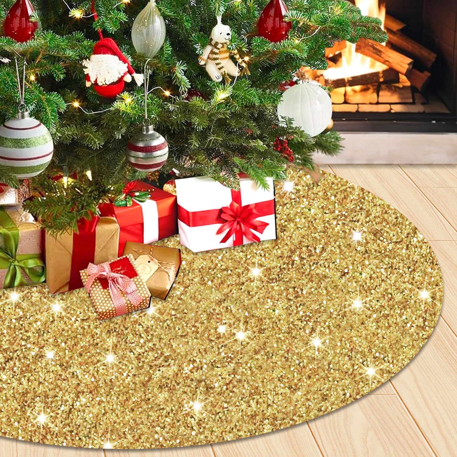Gonna per Albero di Natale con Volant e Glitter Lucidi Gonna in Tulle – BAJE HOME