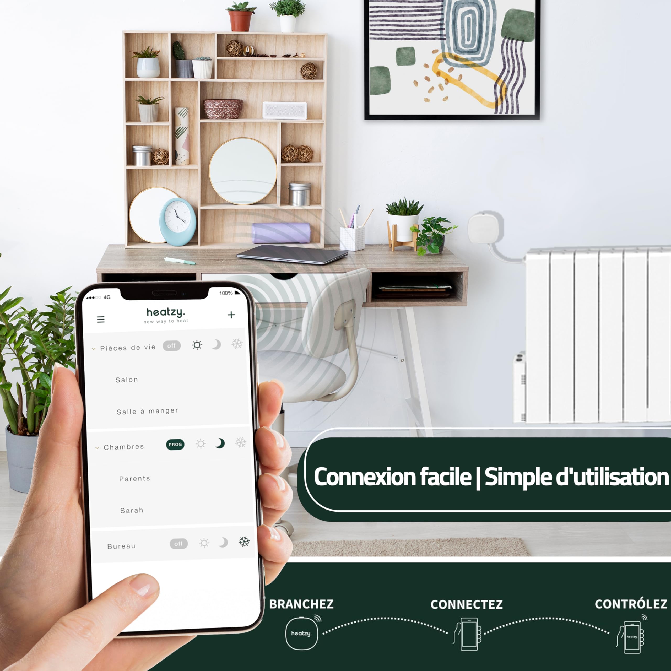 HEATZY - Objet Connecté - Programmateur/Thermostat Connecté et Intelligent Filaire - Pour choisir à distance le mode de chauffe de vos radiateurs