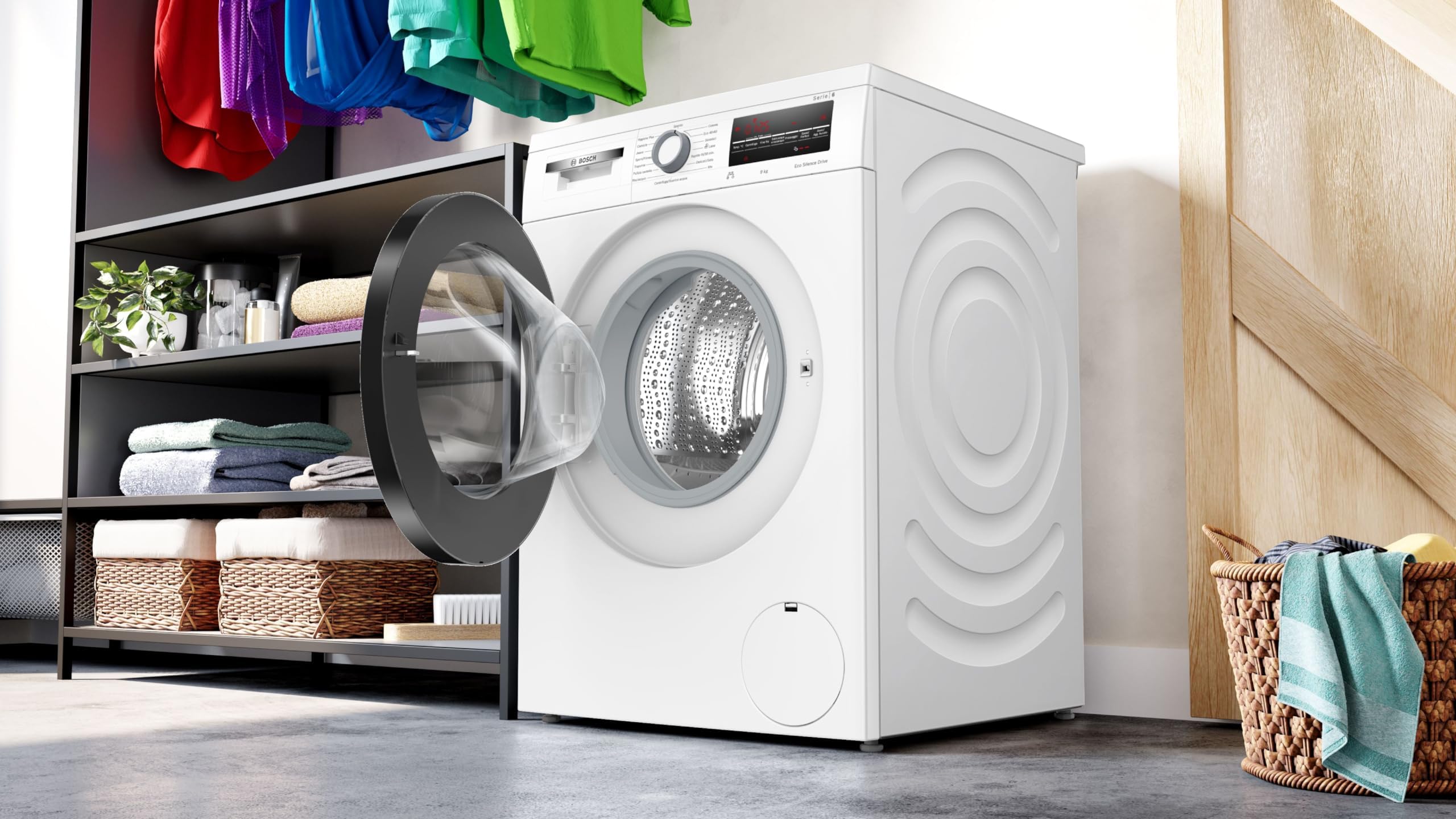 Bosch WUU28T29II Serie 6 Lavatrice 9kg 1400 giri/min Classe A | Lavatrice con doppio attacco per acqua calda e fredda, programma igienico, 10 anni di assistenza, Made in Europe sul motore