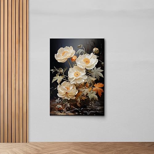 Miniatura 7 de Abstract Floral Canvas Wall Art Grey Cream White Grass Flowers, Canvas Pictures Modern Landscape, prints Botanical Artwork for Living Room Wall