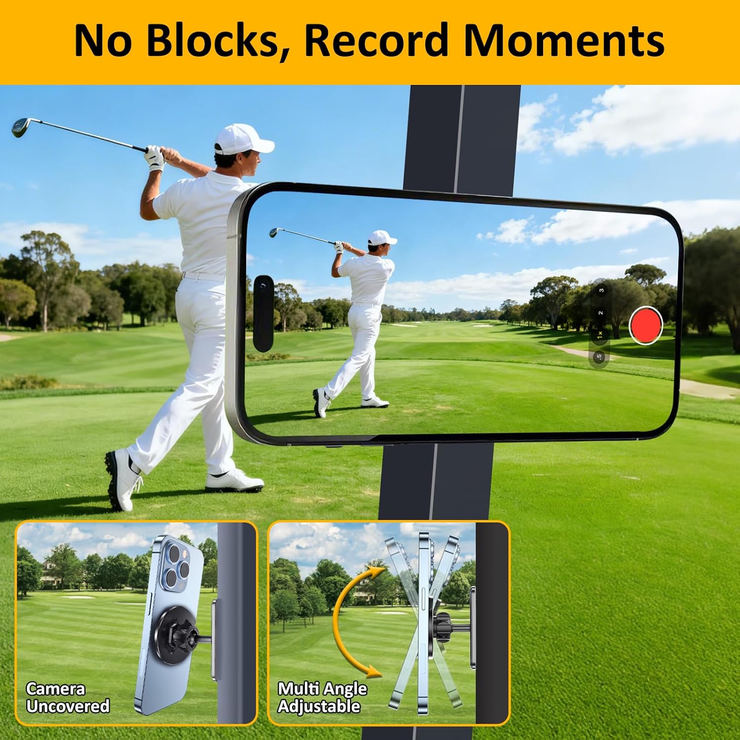 Falafa Magnetic Phone Holder for Golf Cart, 360° Rotatable Gym Magnetic Phone Holder,Alloy Base & Ball Joint, Compatible with MagSafe iPhone 12-17 Series - Image 4