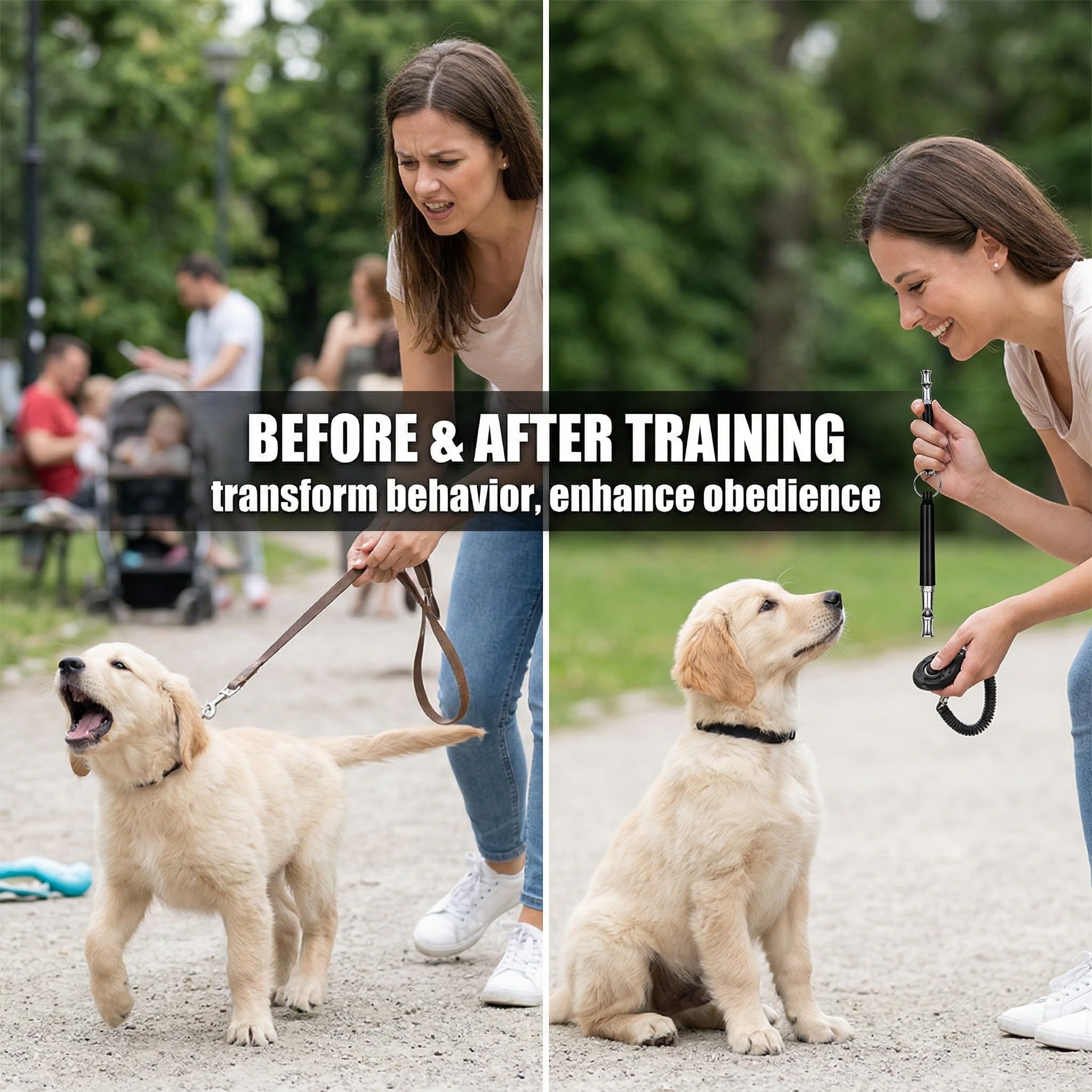 Fischietto per Cani ad Ultrasuoni Silenzioso, Frequenza regolabile Fischietto per addestramento cani, Adatto per la maggior parte delle razze – 2 Pezzi, Nero