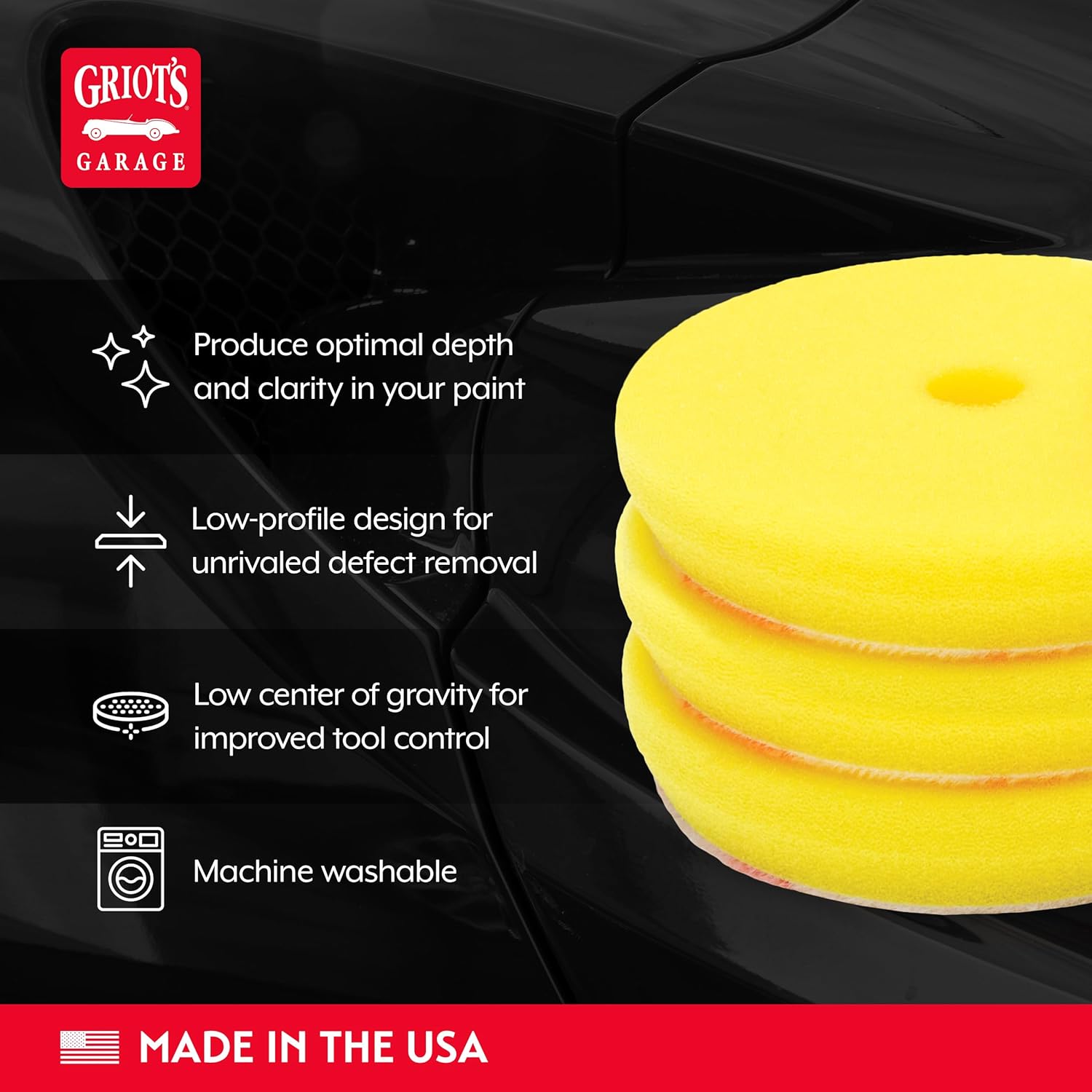 Griot's Garage 3” Perfecting Foam Pads for Car Polishing and Detailing, Buffing Pads for Paint Correction, Polishing, and Waxing, Yellow, Set of 3 - Image 3