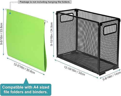 Miniatura 2 de YIK TUNG Soporte para carpetas de archivos colgantes, organizador de archivos de metal para escritorio, caja de almacenamiento de archivos