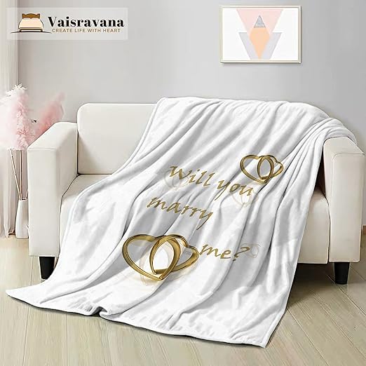 Vaisravana Will You Marry Me Joo Fleece Throw Blanket No-Shedding Soft, Warm & Lightweight Perfect for Bed Sofa Couch Car Throw 60 x 50 Inch