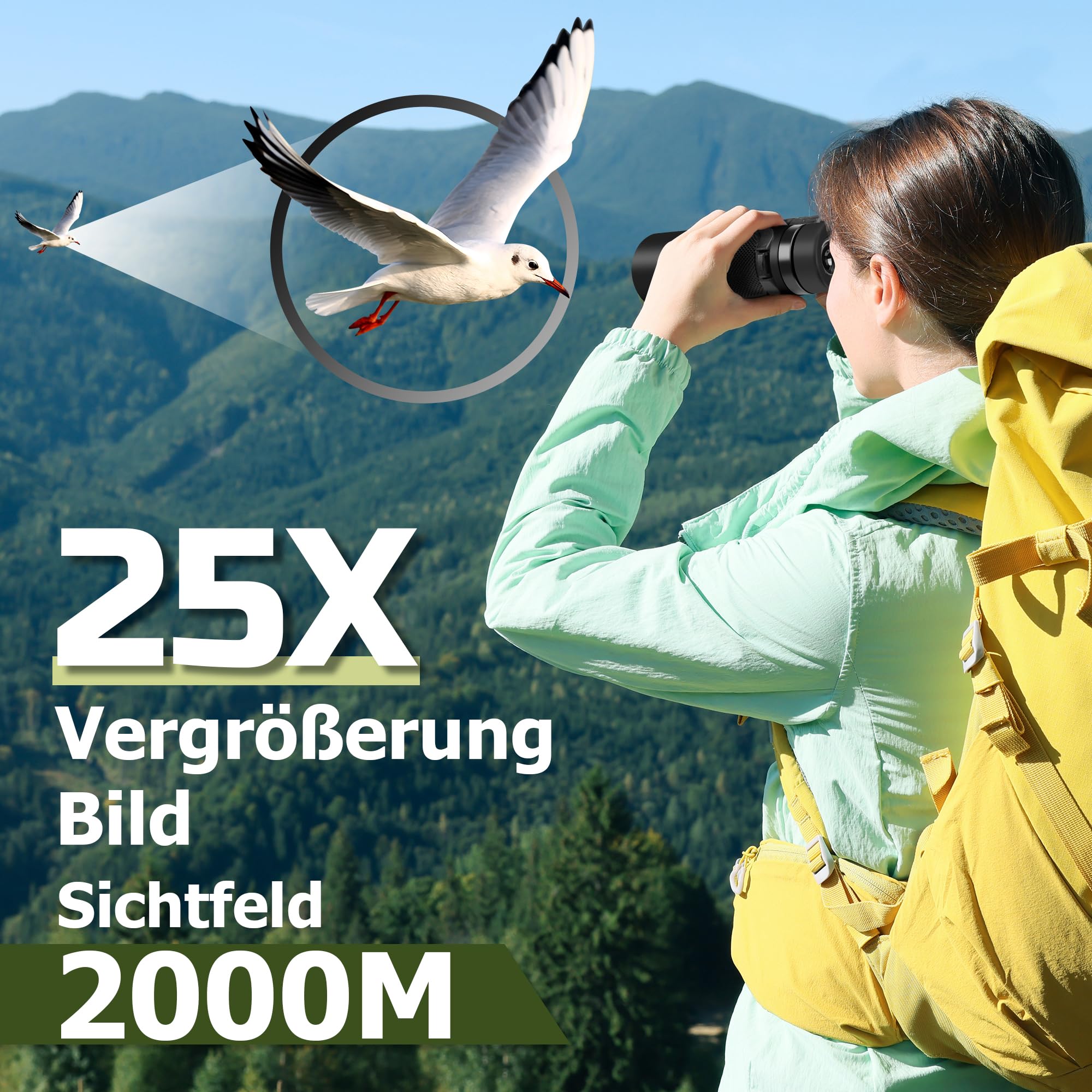 25X60 Fernglas Erwachsene FMC-Linse - Black