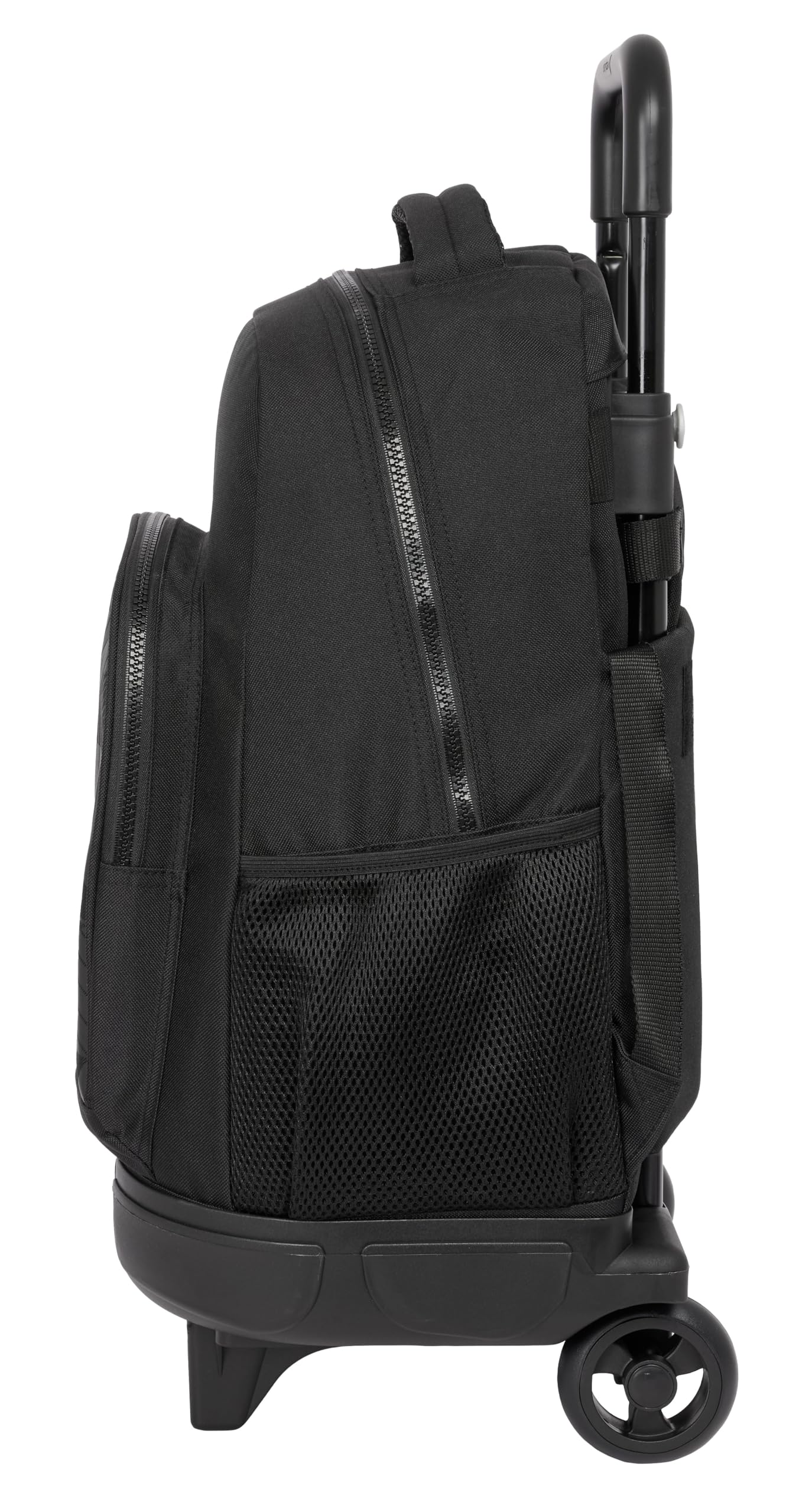 Safta F.C. BARCELONA BLACK - Mochila Grande con Ruedas, Compacta, Extraíble, Ideal para Niños de Diferentes Edades, Cómoda y Versátil, Calidad y Resistencia, 33x22x45 cm, Color Negro
