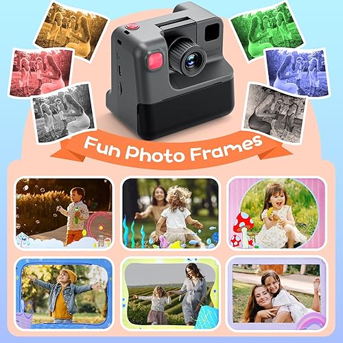 Miniatura 4 de Cámara para niños, impresión instantánea, cámara digital, cámara de video selfie 1080P con tarjeta TF de 32G, regalos de juguetes para niñas y niños