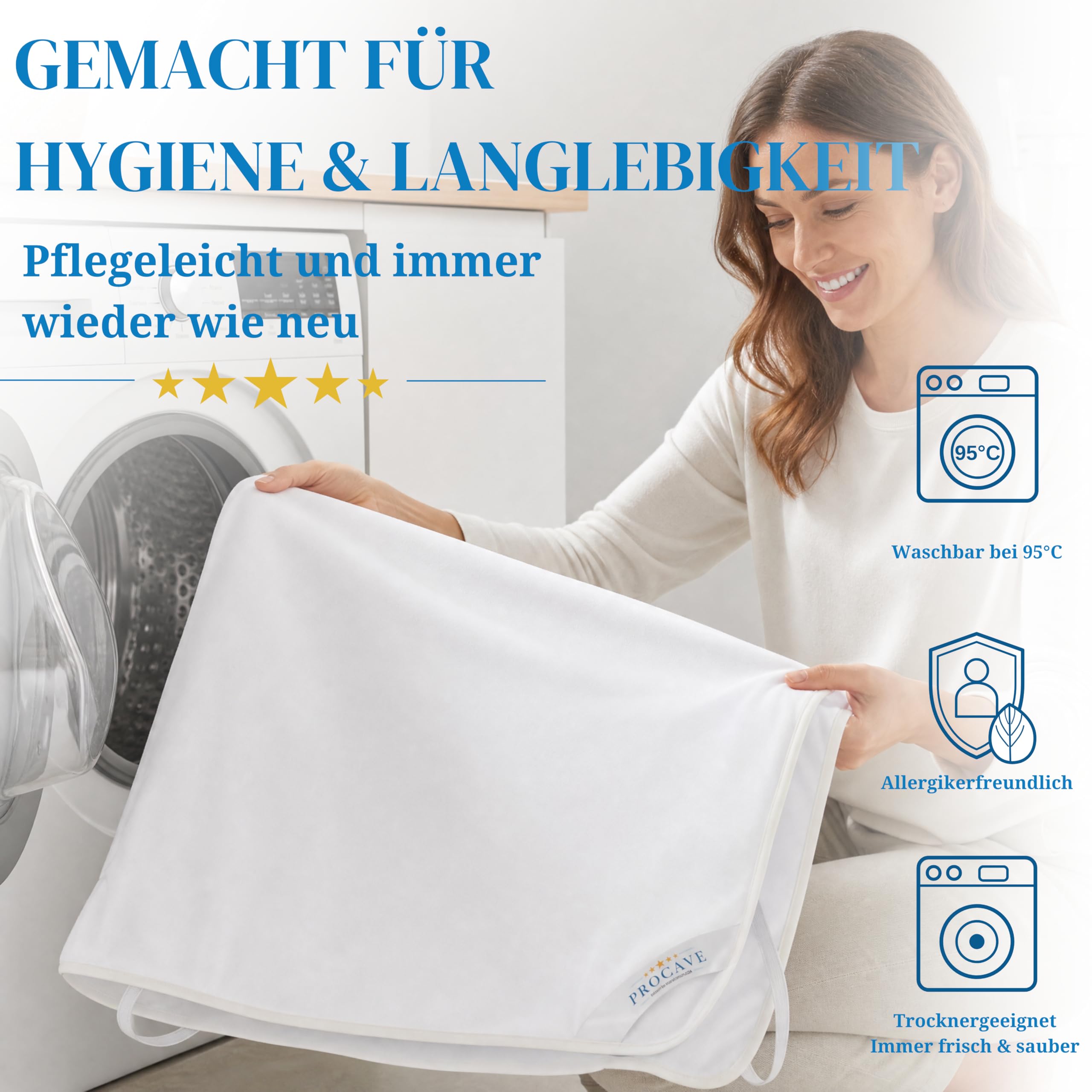 PROCAVE® Matratzenschoner 180x200 cm wasserdicht | Atmungsaktiver Matratzentopper mit Nässeschutz | Inkontinenzunterlage waschbar | Anti-Milben Bettunterlage | Premium Matratzenauflage Made in Germany