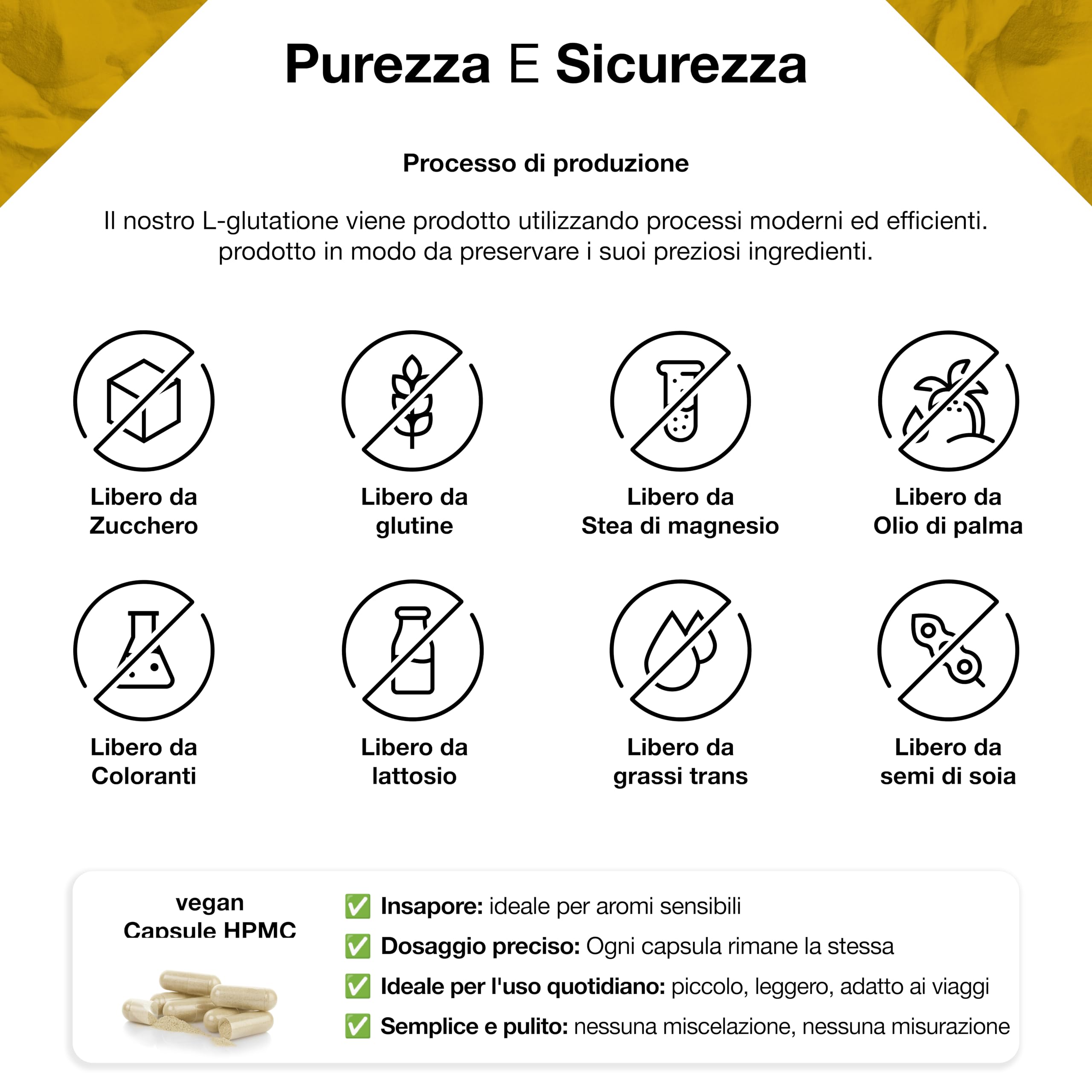 L-Glutatione 160 capsule 500 mg altamente dosato e ridotto al 98% + vitamina C con pillola inclusa, riserva da 5 a 6 mesi, L-glutatione bioattivo vegano senza additivi, testato in laboratorio