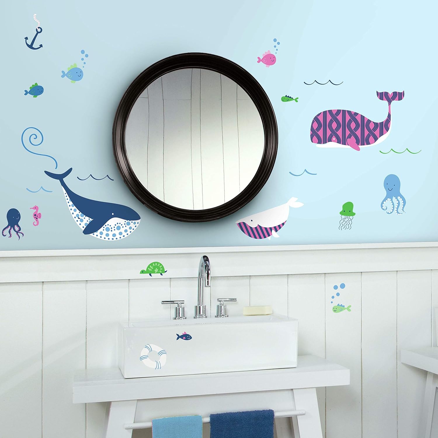 RoomMates RMK3158SCS Sea Whales Peel and Stick Wall Decals