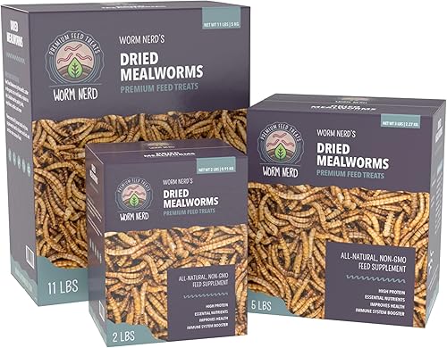 Miniatura 3 de Worm Nerd WN61 - Gusanos secos de harina de 11 libras sin OMG, alto contenido de proteínas y fibra para pollos, pájaros, reptiles, anfibios, peces
