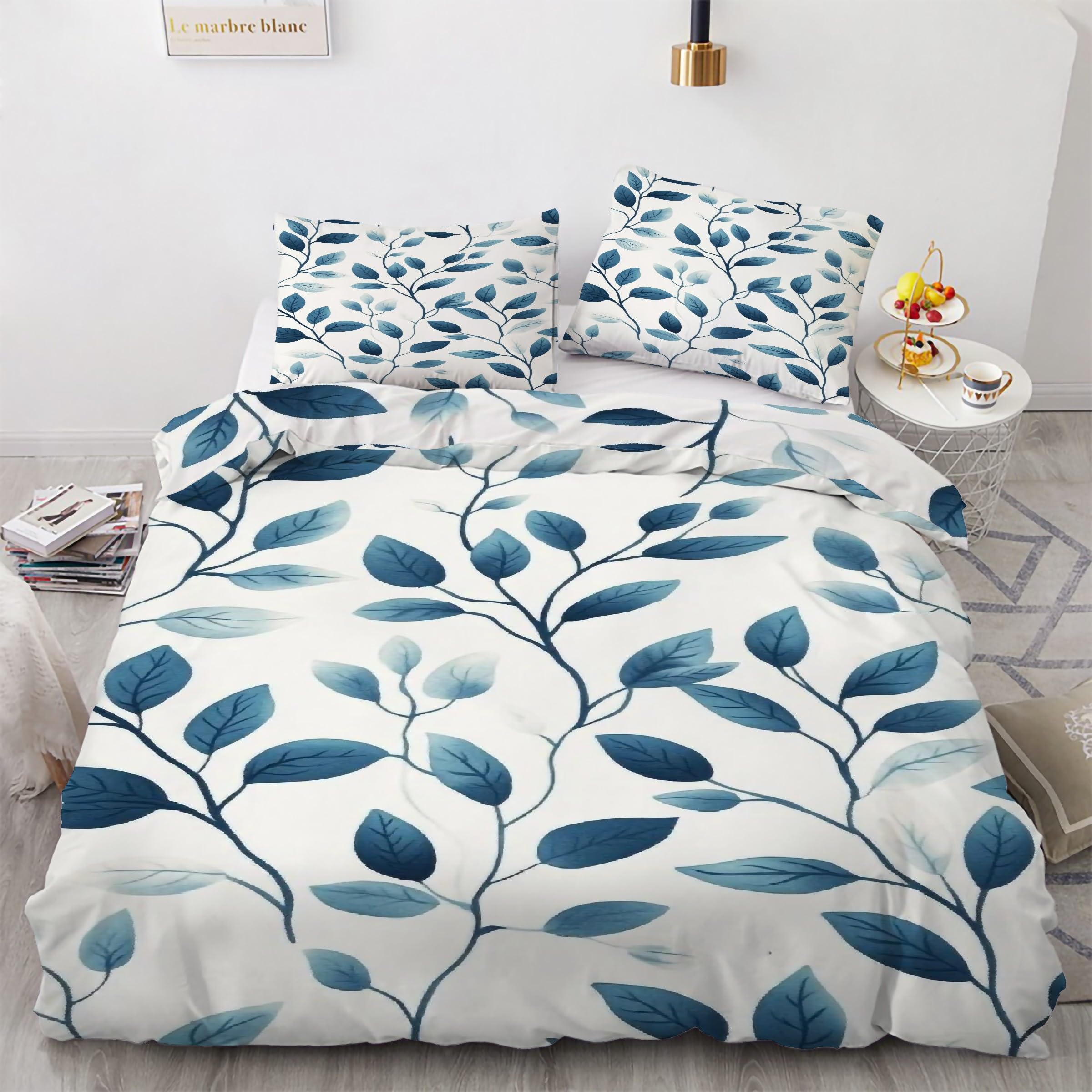 Housse de couette 160x200 feuille avec ses 2 taies d'oreiller assorties en microfibre douce