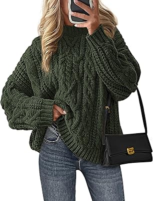 PRETTYGARDEN Women's Oversized Fall Sweaters 2026 Casual Long Sleeve Crewneck Chunky Cable Knit Pullover Tops Winter Clothes