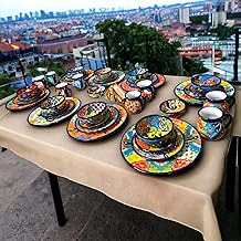 Talavera Dinnerware Set | 51-Piece Floral Tableware for 8