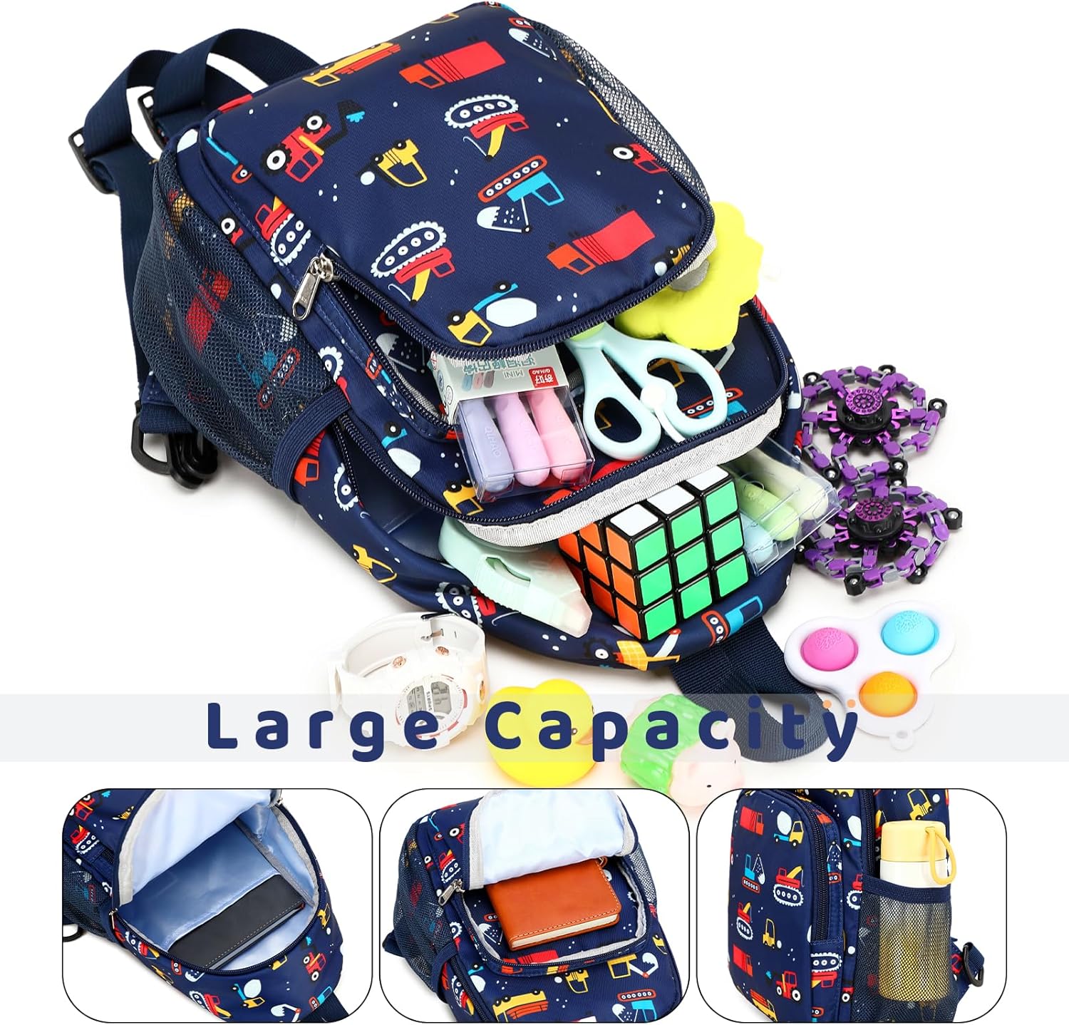 Crossbody Bag Kids Sling Bag Shoulder Bag Chest Pack Small Ocean Shark Backpack Boys Travel Cycling Skating 3-8 years old Navy Blue - Image 4