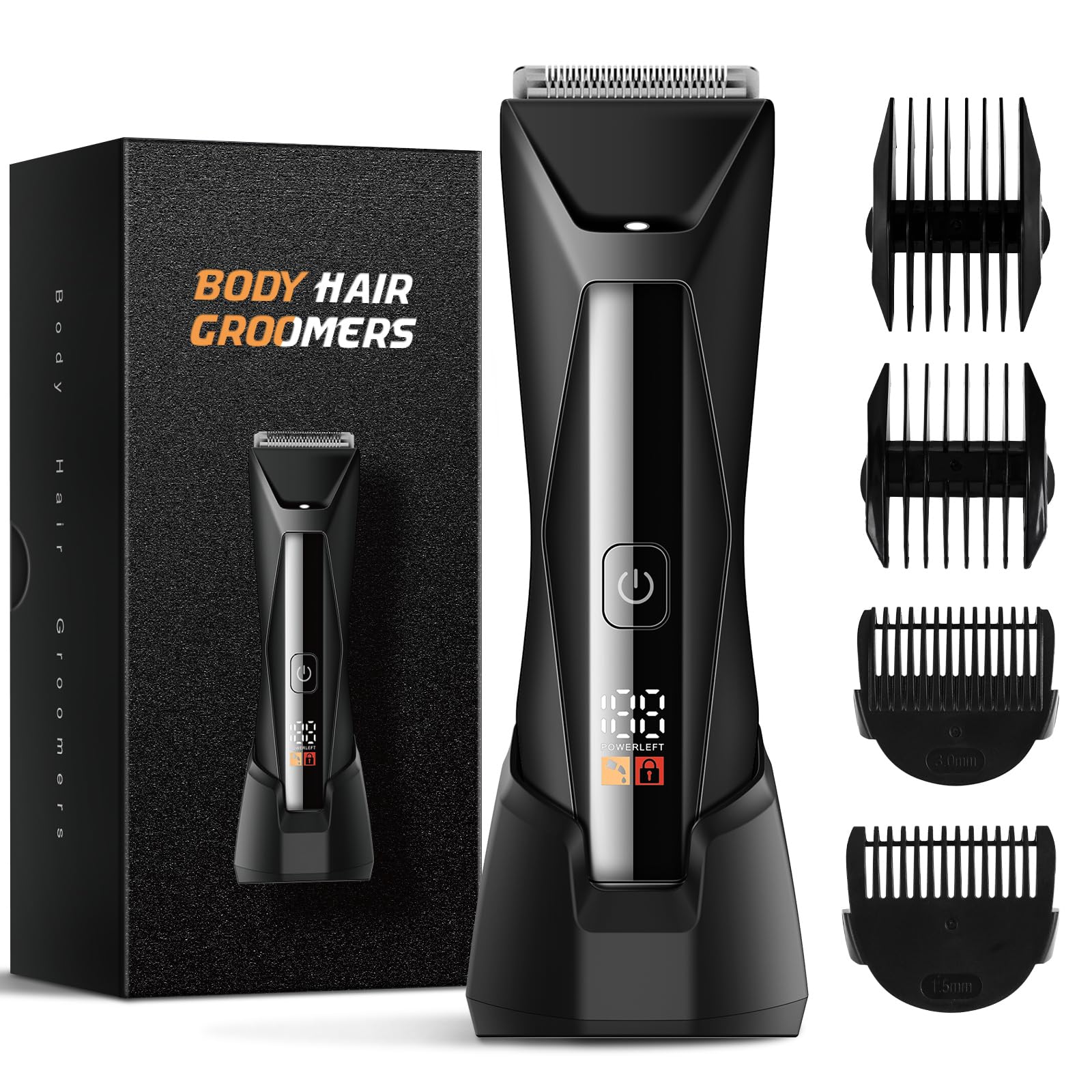 Brigin Afeitadora Corporal Masculina Professional,IPX7 Resistente al Agua, Seco y Húmedo,Depiladora Corporal Hombre