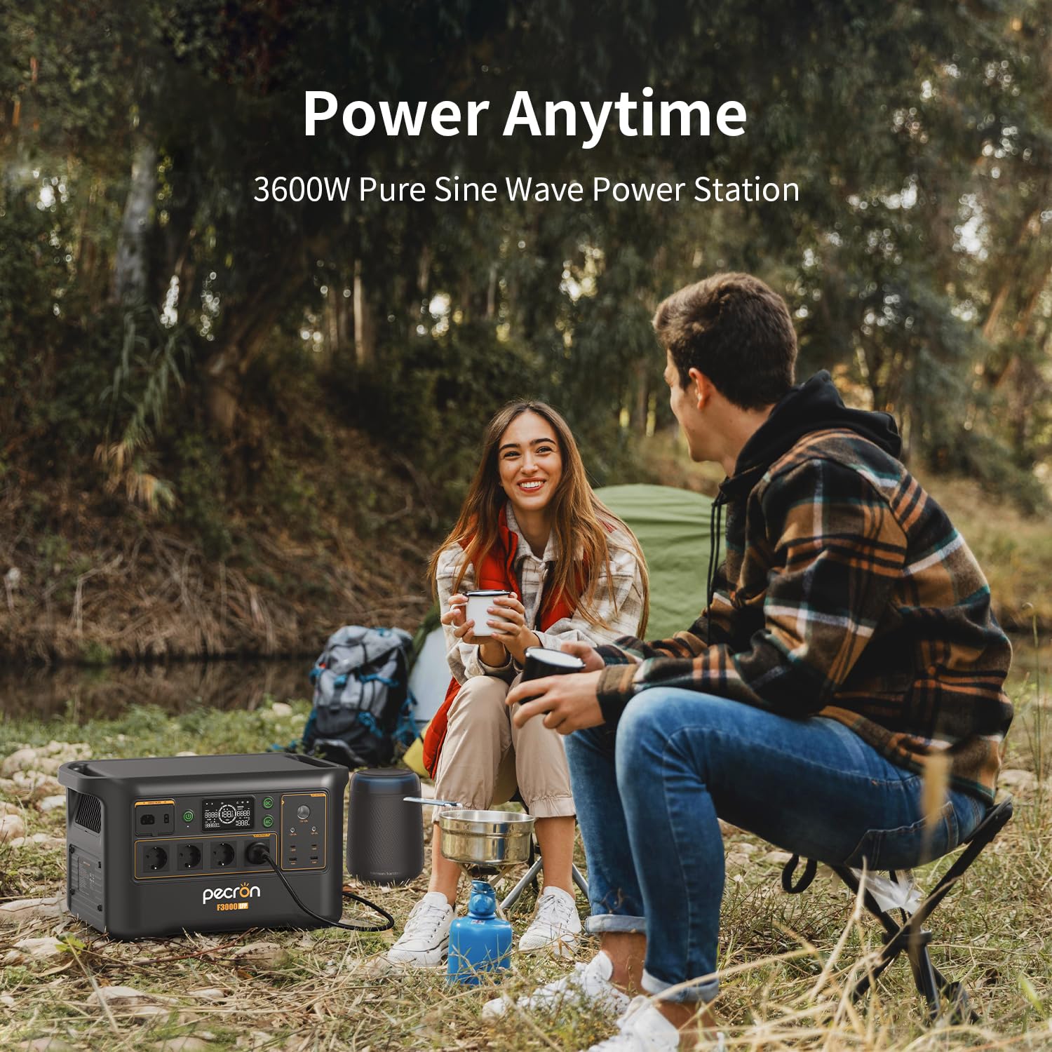 Station électrique portable F3000LFP Pecron, 4 prises AC 3600W/3072Wh générateur solaire, batterie LiFePO4 recharge rapide pour usage domestique