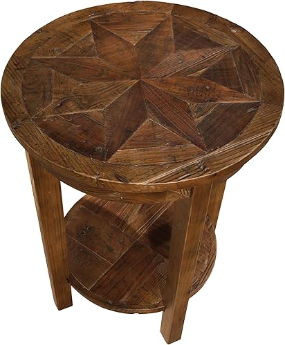 Miniatura 9 de Alaterre Furniture Revive - Mesa auxiliar redonda de 20 pulgadas con estante inferior para almacenamiento y personajes de madera únicos, muebles