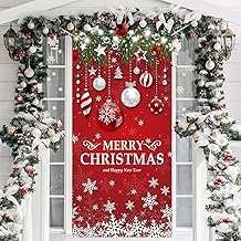 IMISHM Retro Christmas Door Decorations Merry Christmas Christmas Door Cover Christmas Snowflake Door Banner Christmas Front Door Decorations for Christmas Home Indoor Decorations