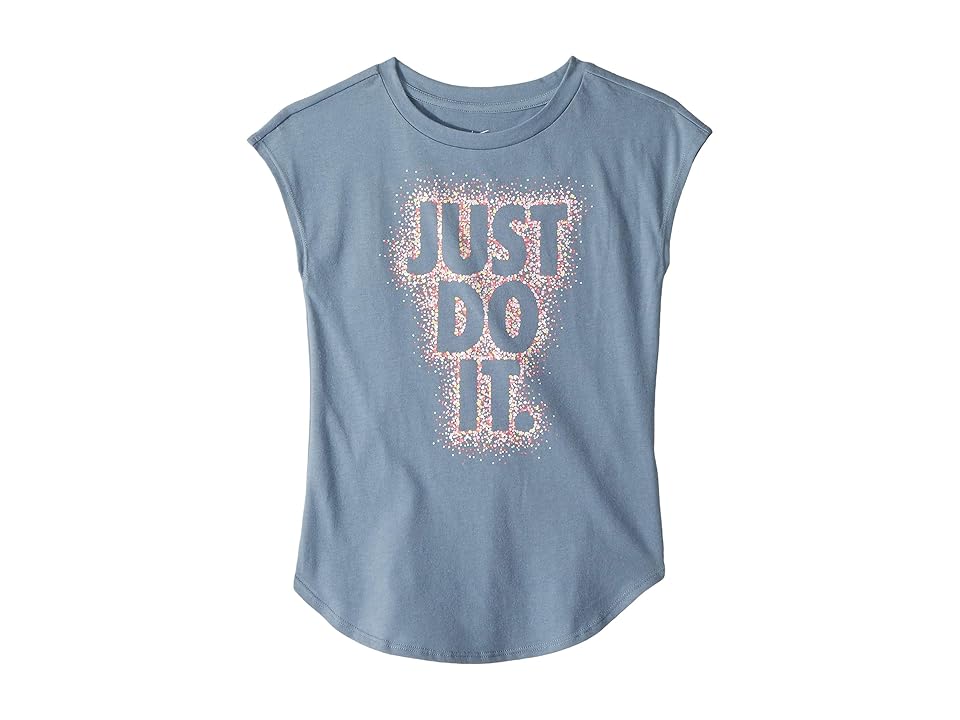 

Nike Kids Dot Burst Just Do It Modern Short Sleeve Tee (Little Kids) (Ashen Slate) Girl's T Shirt, Gray