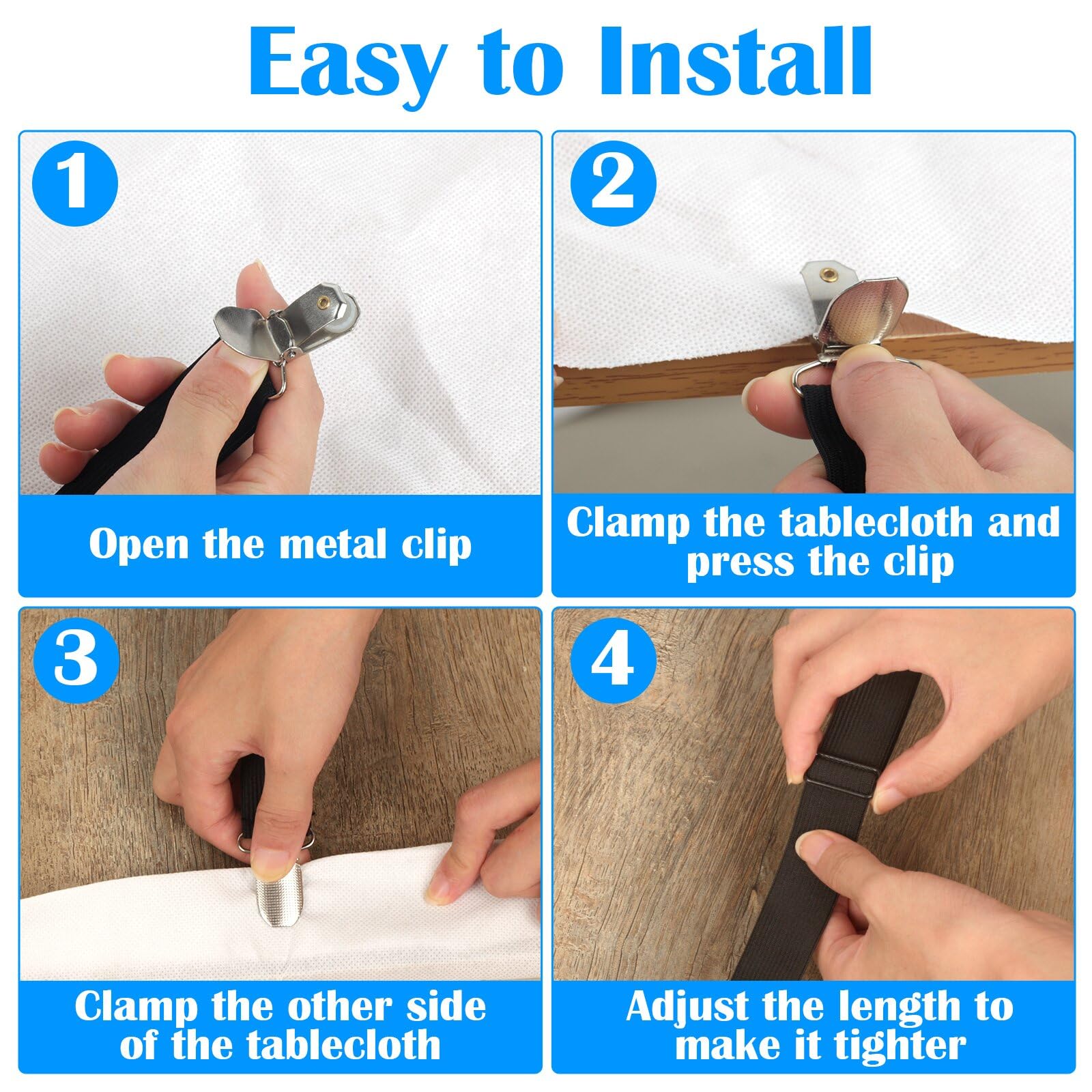 5 Clip Regolabili Per Tovaglia - Ferma Tovaglia Con Cinghia Nascosta Per Picnic E Feste