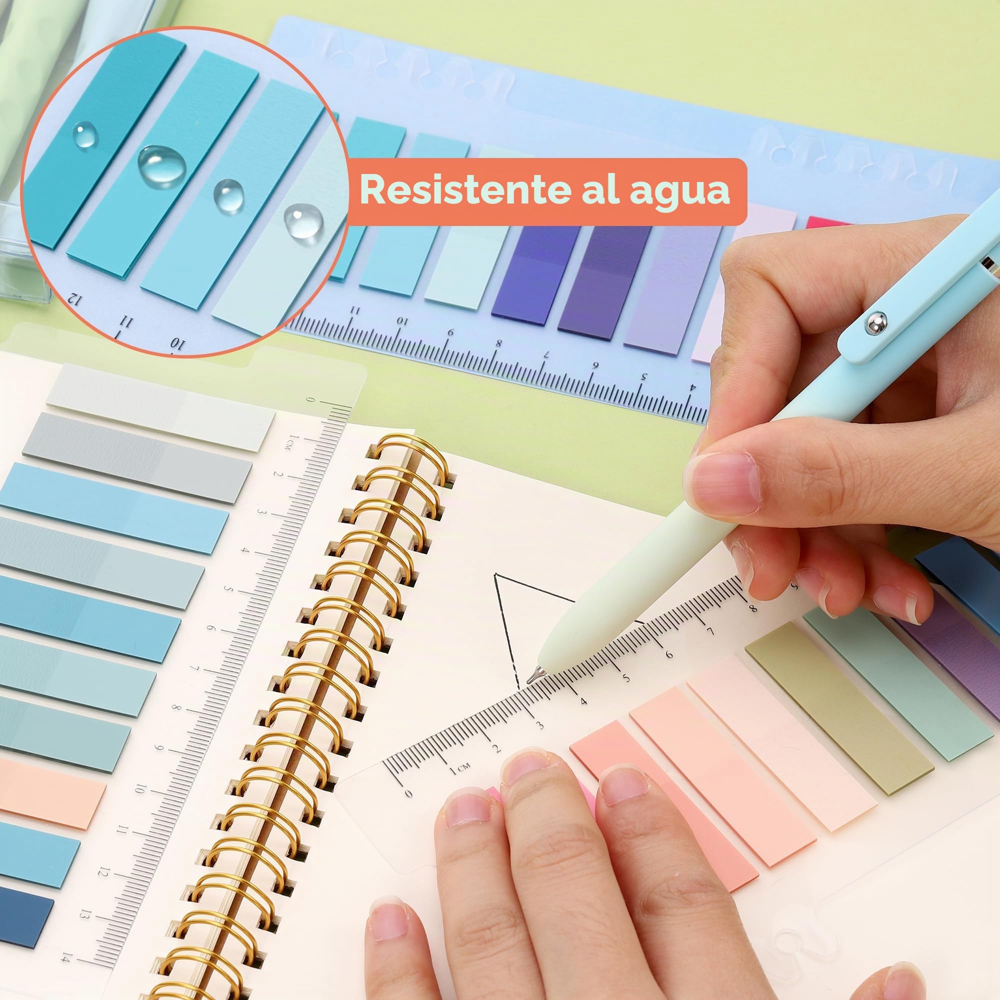 JIANTA 2000 Piezas Indices Adhesivos, Marcadores Adhesivos con Regla, Marcadores Transparentes para Marcar Hojas Informes Libros, Pestañas de Índice para Notas Página, Oficina, Hogar