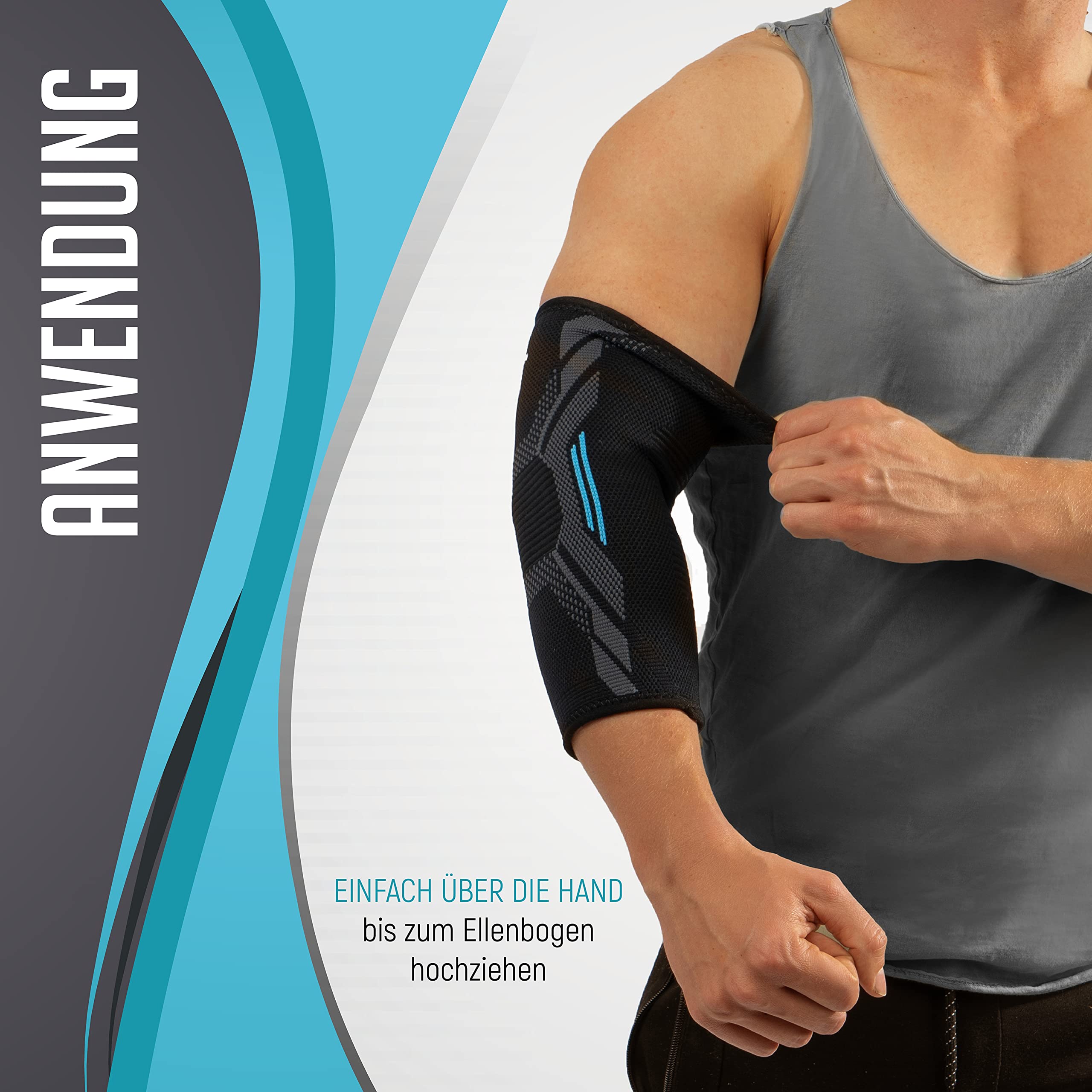 Ellenbogenbandage für Damen und Herren – Elastische Kompressionsbandage, rutschfester Halt, atmungsaktiv, ideal für Sport, Fitness, Tennis, Golf, Alltag