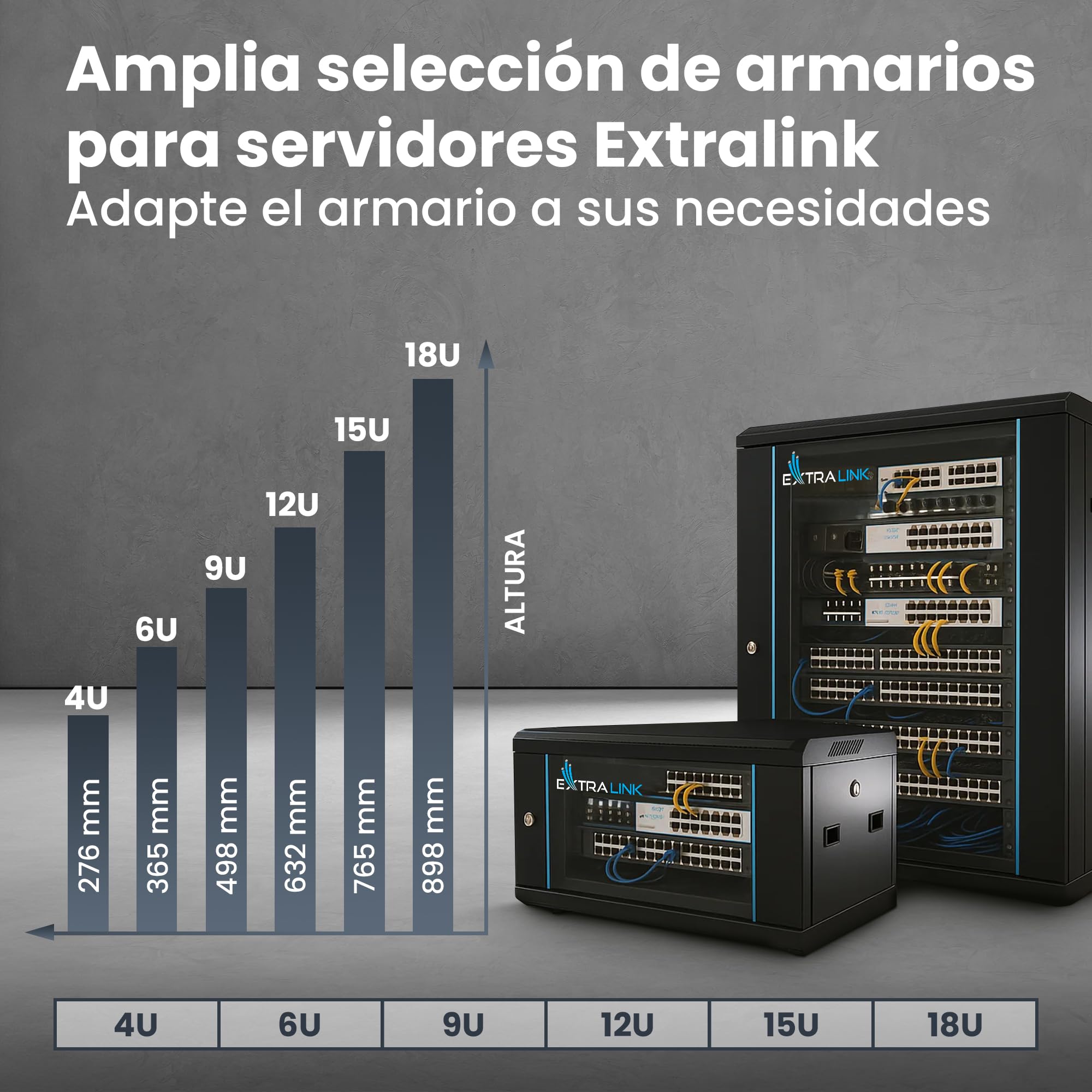 Extralink Armario Rack de 19" 6U - Armario de Red de 600mm, para Montaje en Pared o Suelo, hasta 60 kg, Puerta de Cristal Templado, Apertura Delantera y Trasera, Negro - para Red doméstica y IT