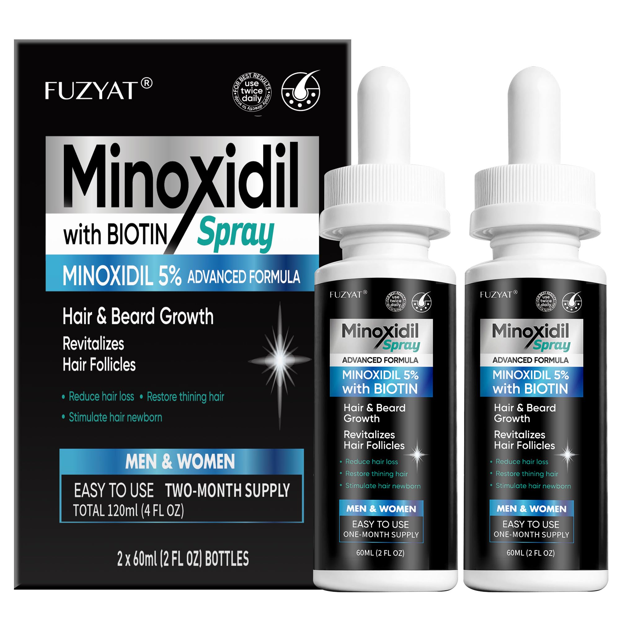 5 Minoxidil Hair Regrowth Treatment Serum for Men and Women Biotin Castor Oil Enriched Hair Regrowth Treatment Strengthens