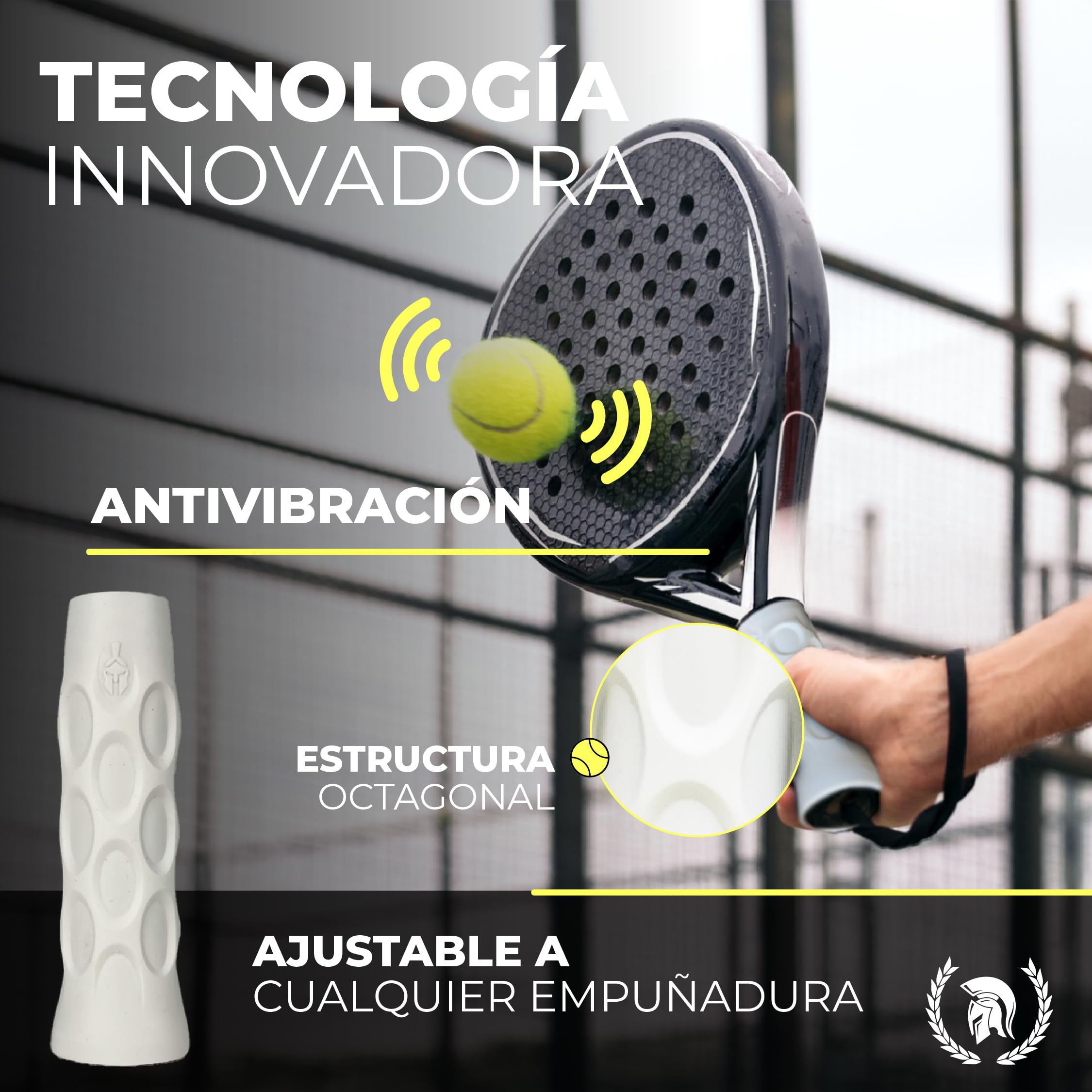 Embuñadura Pala Padel Antivibración Grip Octagonal con Straps