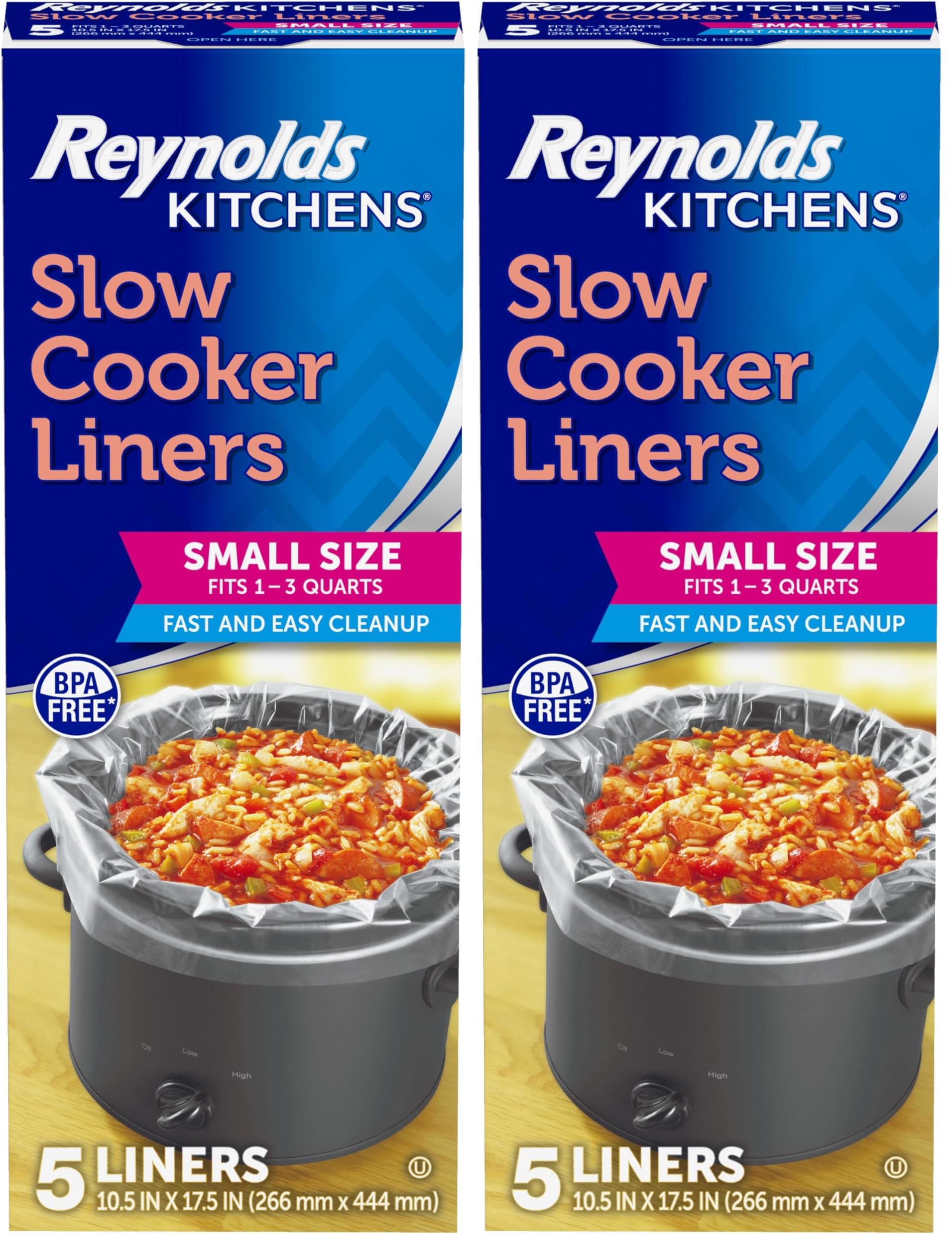 Reynolds Kitchens Slow Cooker Liners Small Fits 1-3 Quarts 5 Count Pack of 2
