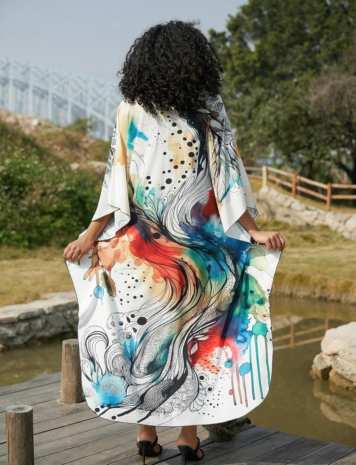 Kaftan Dress for Swimwear Women Plus Size Bathing Suit Cover Up Beach Robe - Image 5