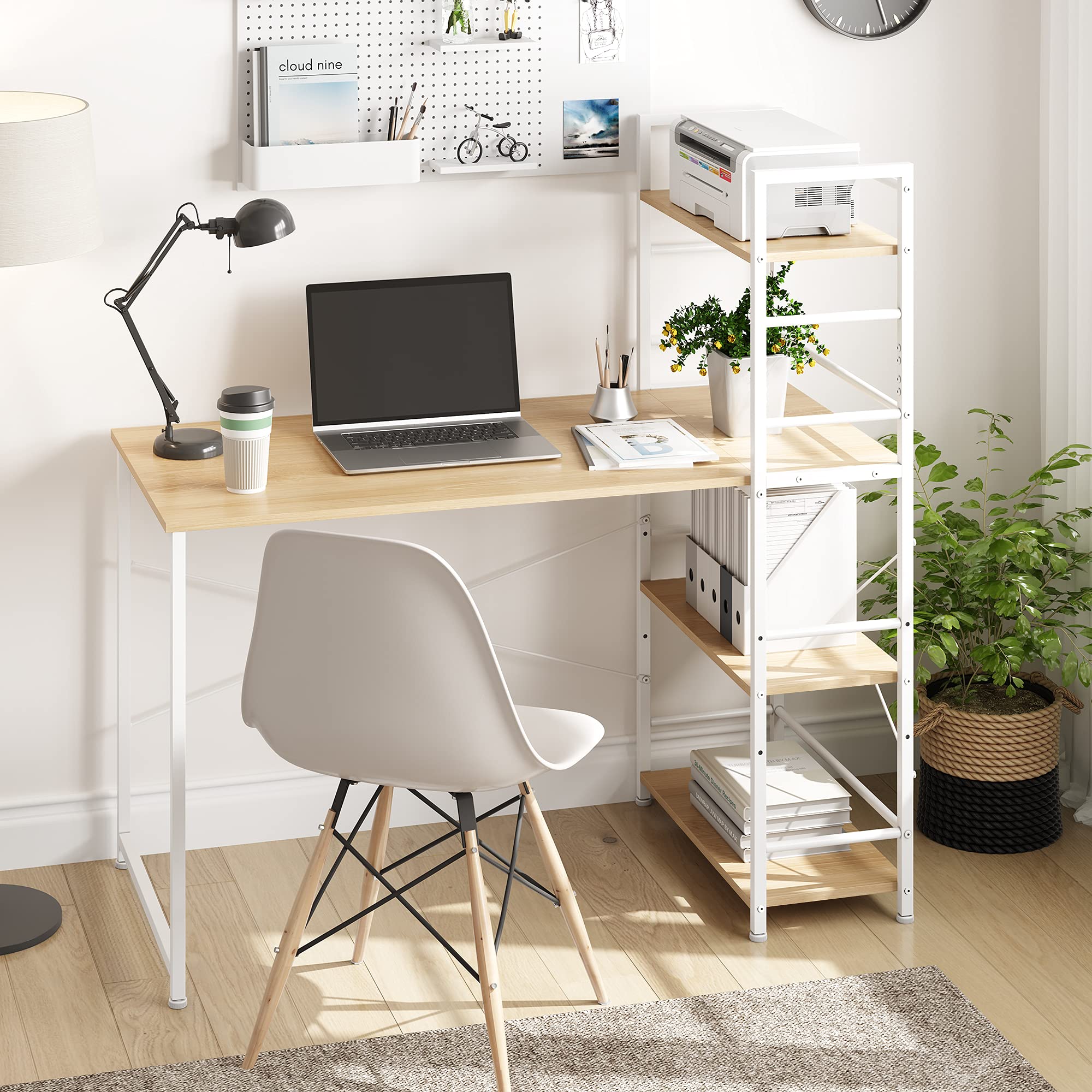 Amazon | DEVAISE デスク ラック付きデスク パソコンデスク ラック付き