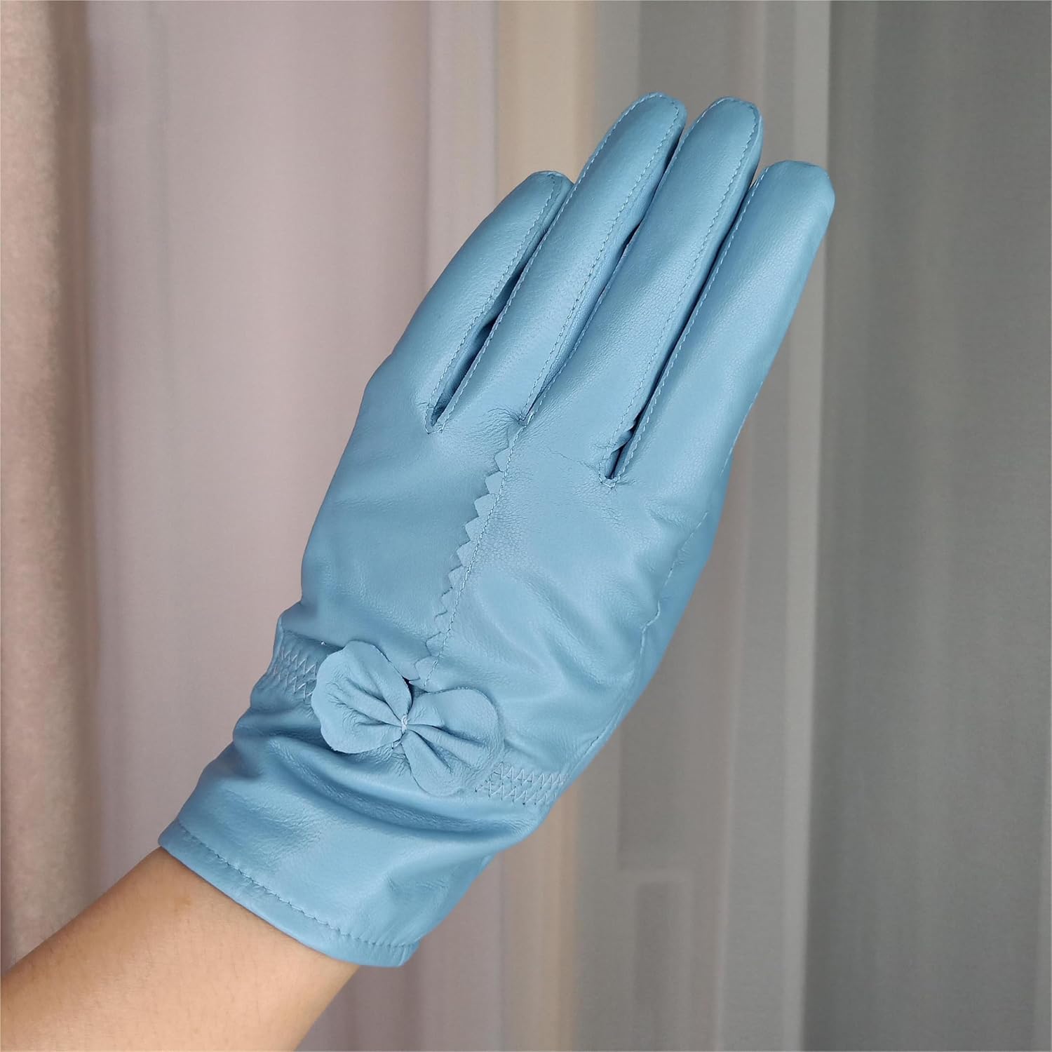 Womens Real Lambskin Leather Gloves Warm Fleece Lined Driving Gloves - Image 2