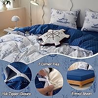 Vista 6 de Simple&Opulence Funda de edredón 100 % algodón orgánico para niños y adolescentes, 4 piezas, funda de edredón suave de dibujos animados con cierre