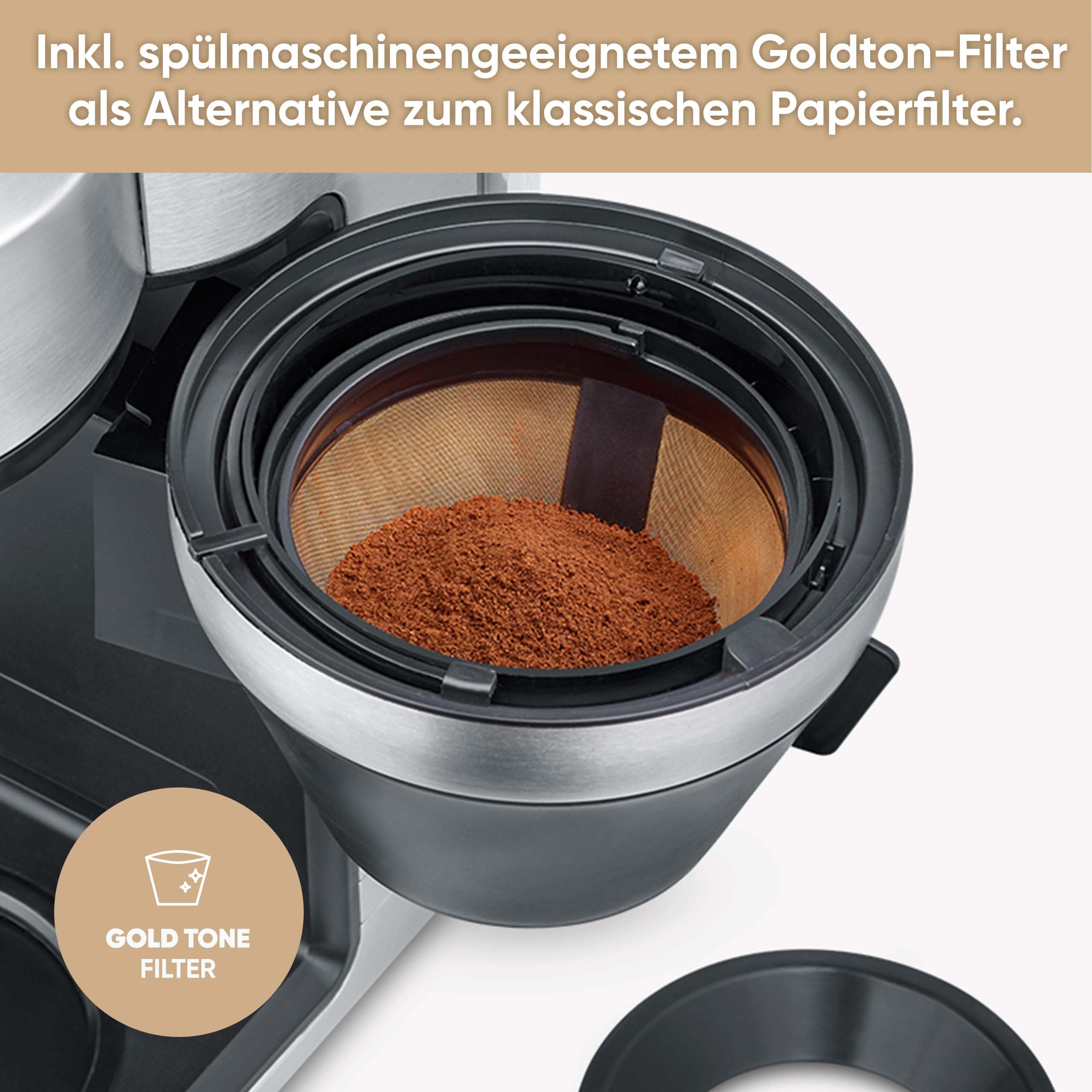 Severin Vollautomat für Filterkaffee, Mahlwerk, 5 Kaffeestärken, 100-350ml, 5-in-1 Filterkaffeemaschine, LED-Display, Warmhaltefunktion, Thermokanne, Filka, schwarz-matt, Edelstahl, KA 4853