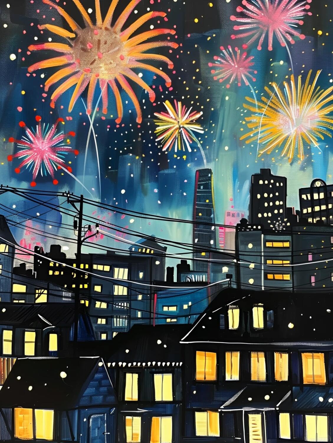 Rqwybcaxn Seed Bead Embroidery Kits City at Night 40x50cm