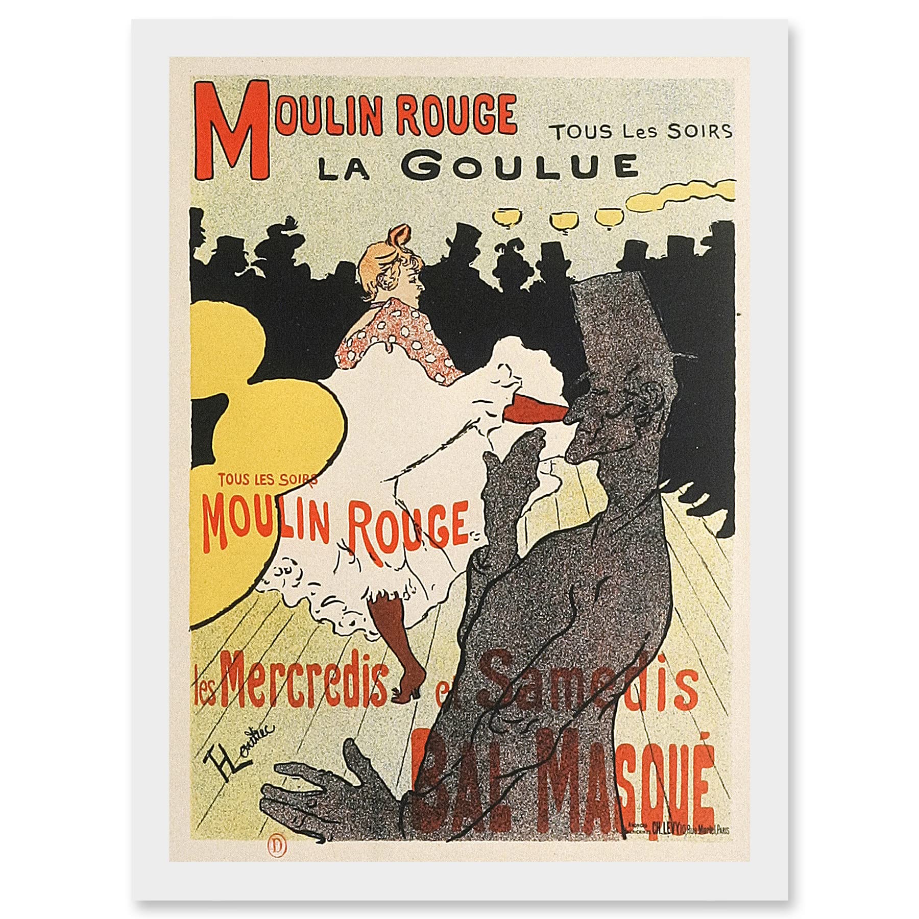 Toulouse-Lautrec Dancer La Goulue Moulin Rouge Framed Wall Art Print A4 - Vintage French Advert Artwork