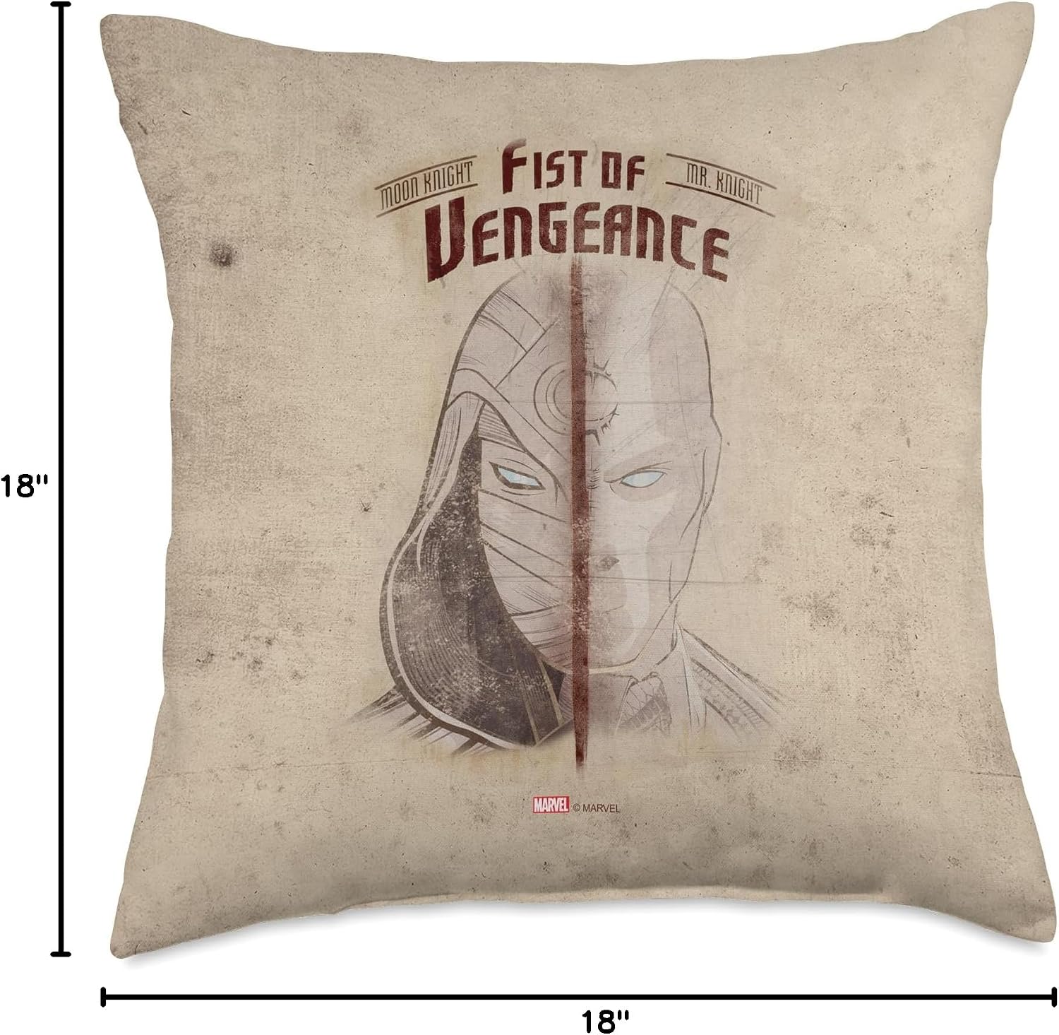 Marvel Moon Knight Egyptian Hieroglyphs Papyrus Throw Pillow, 18x18, Multicolor