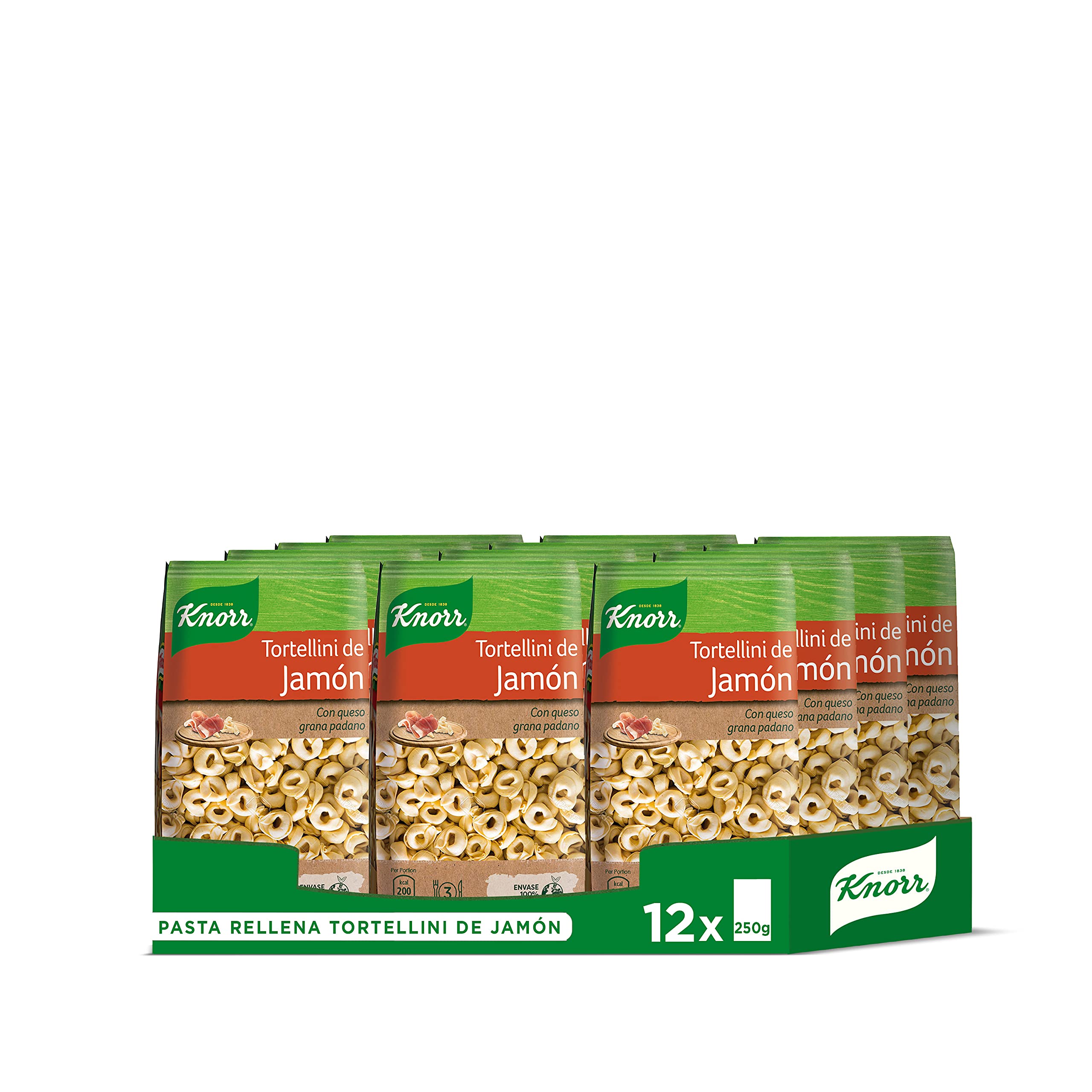 Knorr - Pasta rellena tortellini de jamón, 12 x 250g